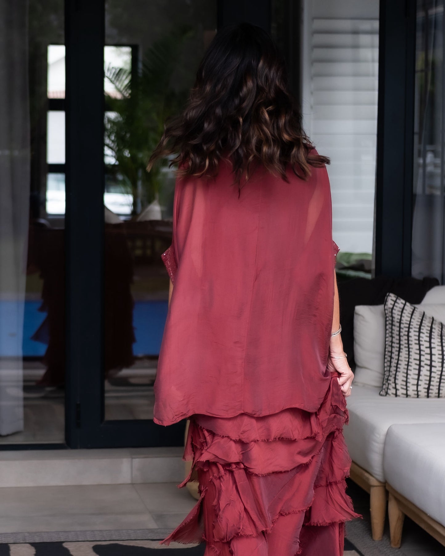 Sparkle Layer Top | Burgundy