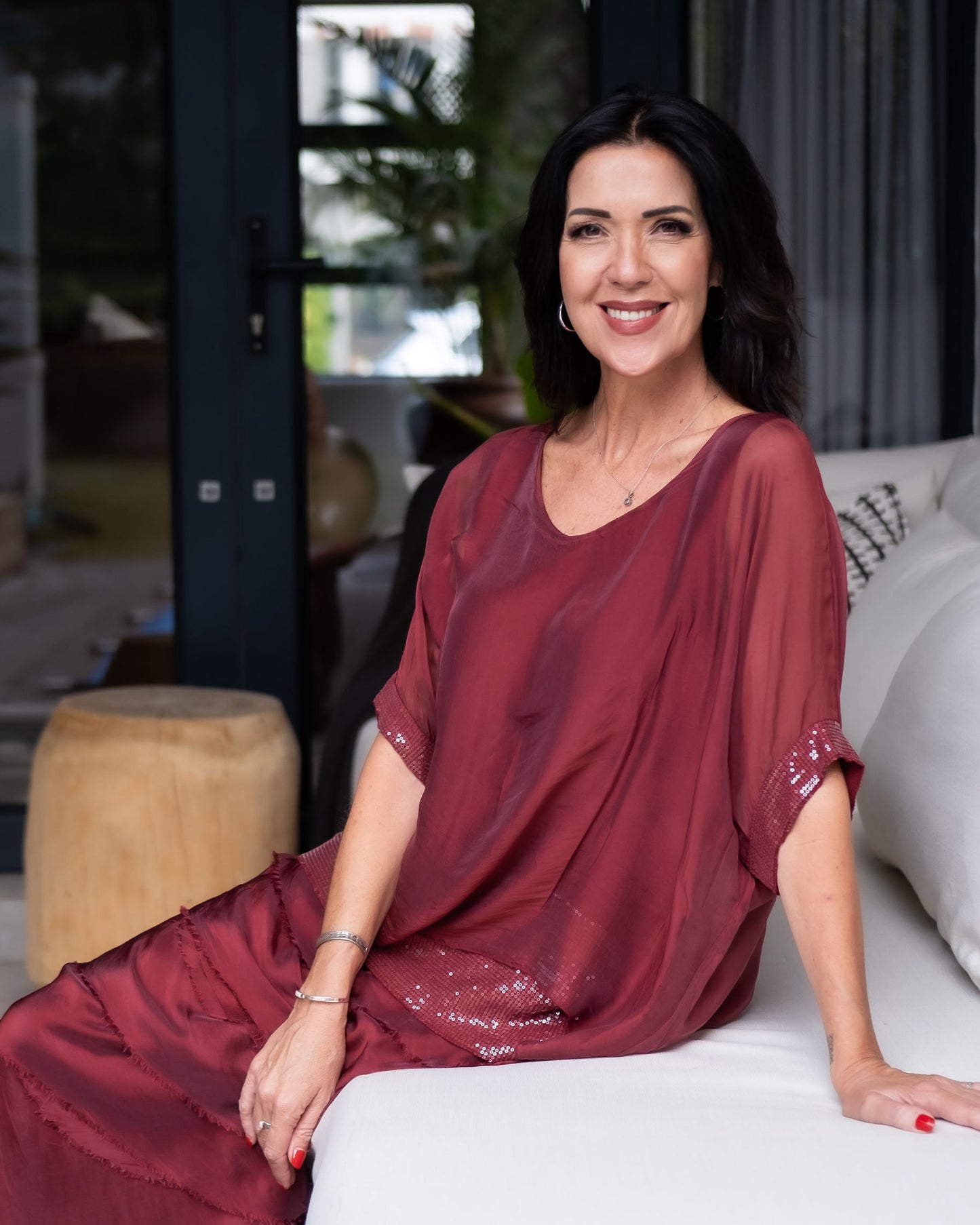 Sparkle Layer Top | Burgundy