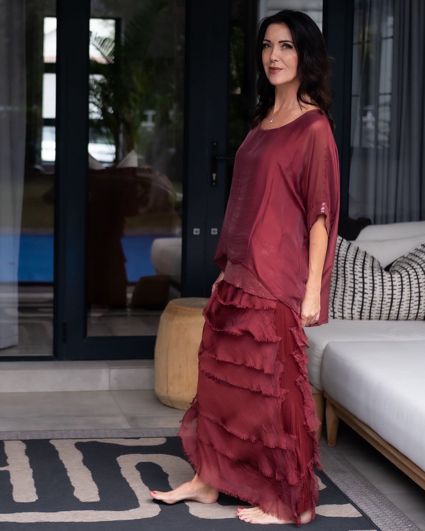 Sparkle Layer Top | Burgundy