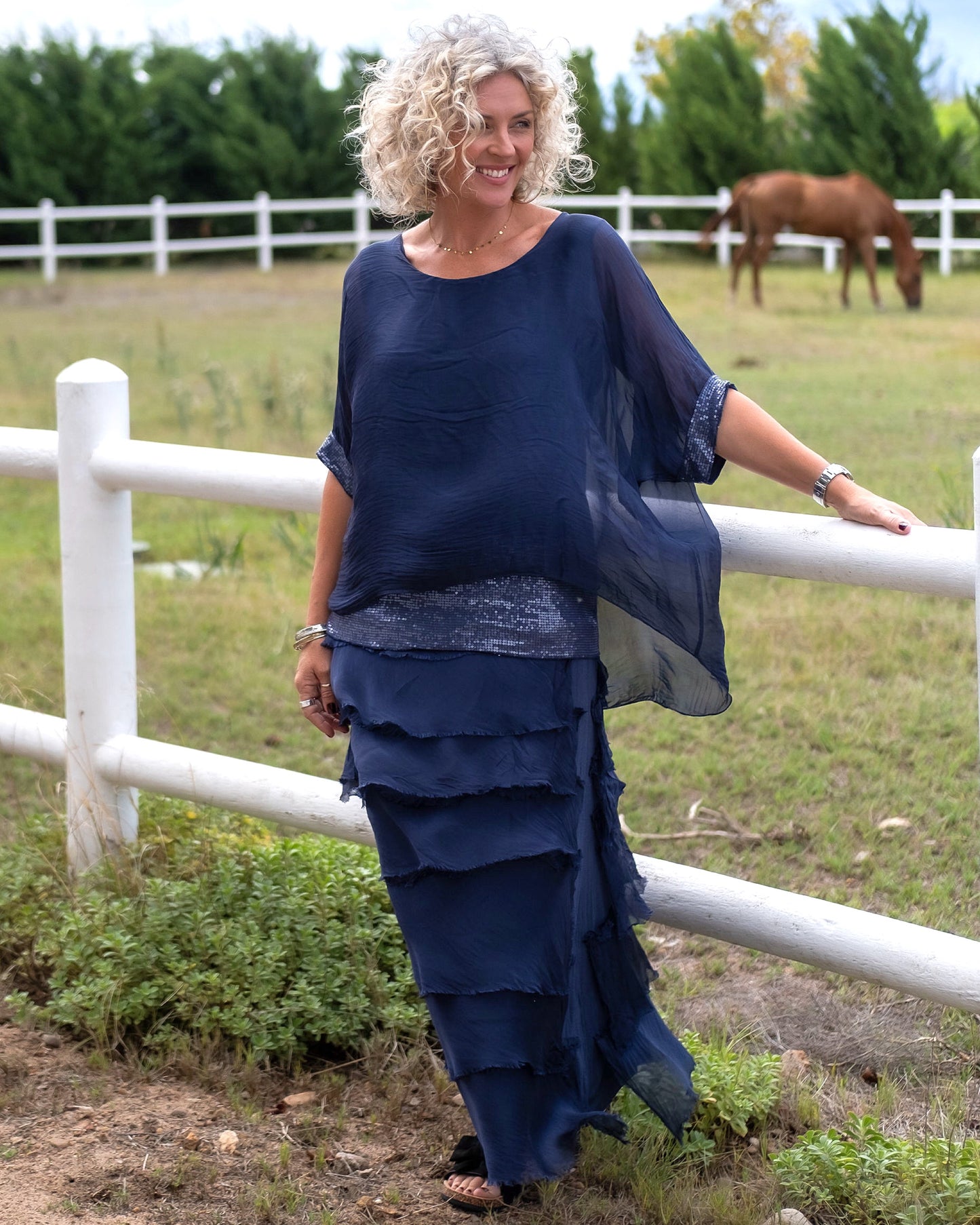 Sparkle Layer Top | Midnight Blue