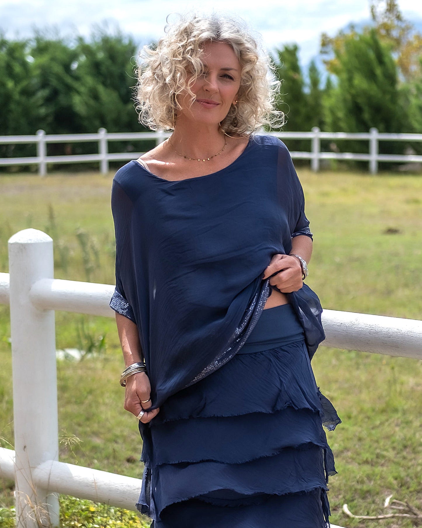 Sparkle Layer Top | Midnight Blue