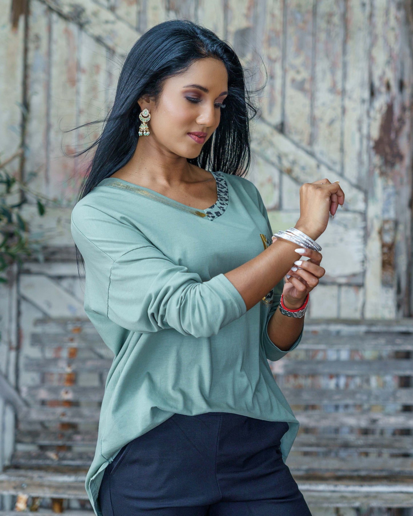 Spotted Accent Top | Olive
