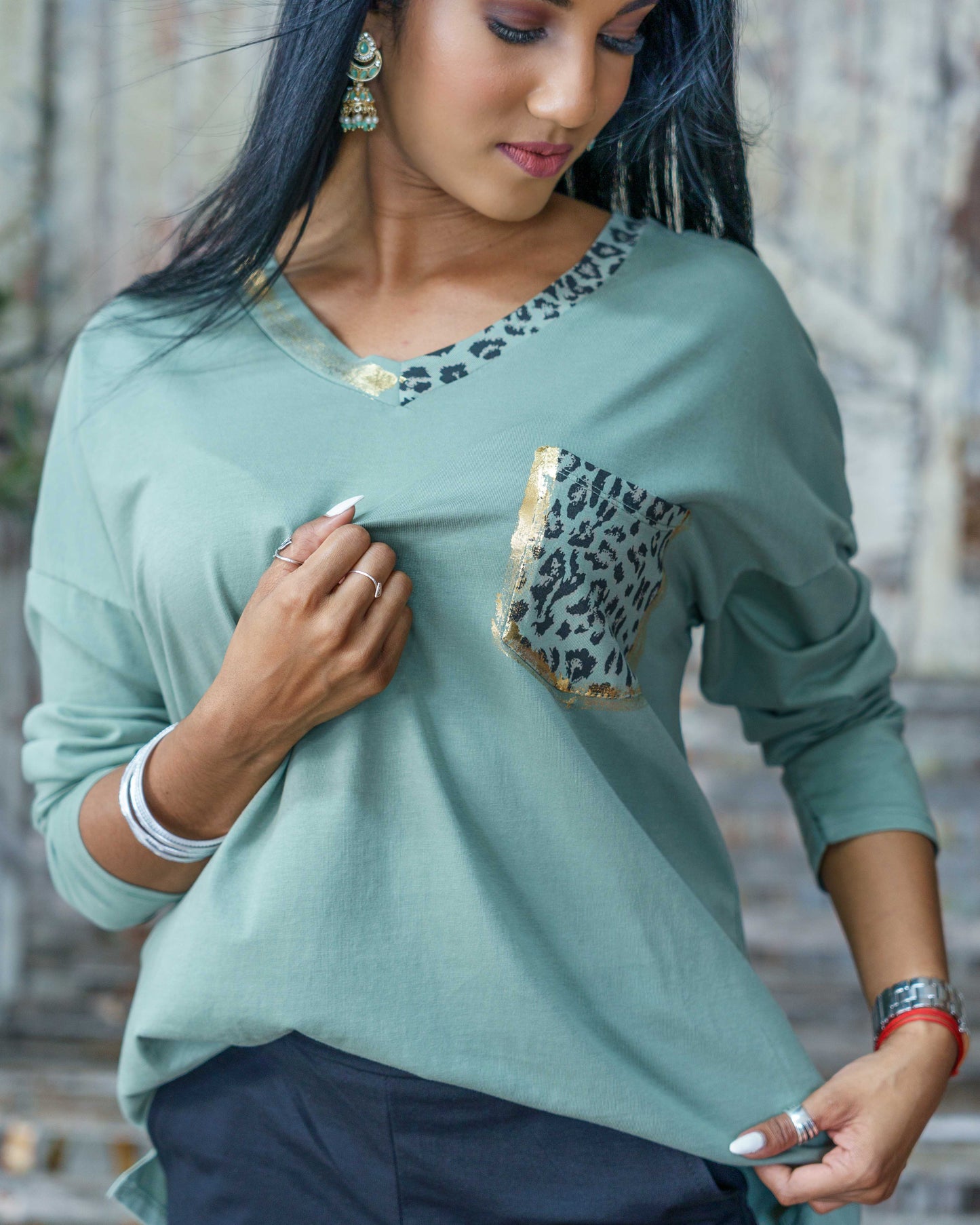 Spotted Accent Top | Olive