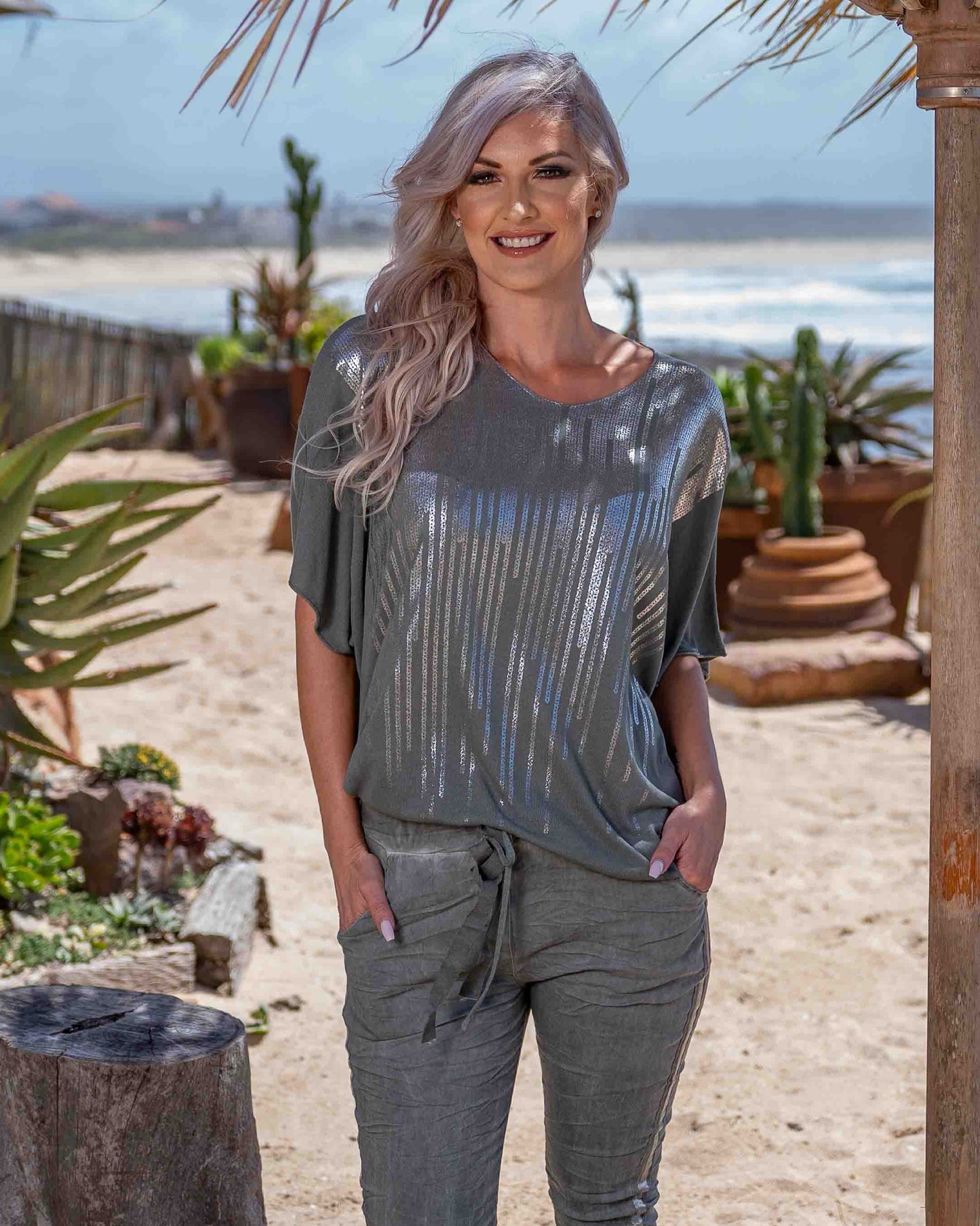 Starlight Foil Top | Olive