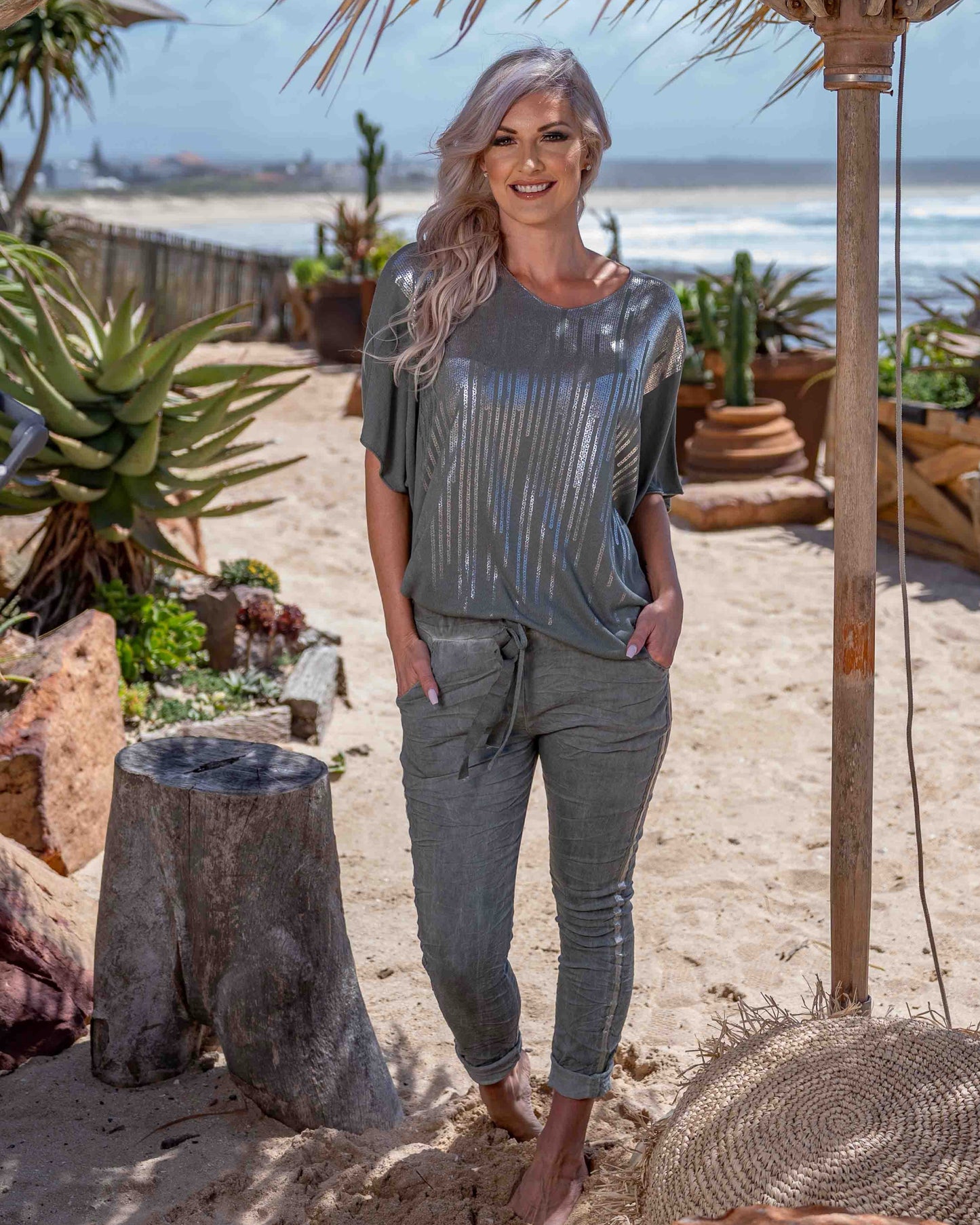 Starlight Foil Top | Olive