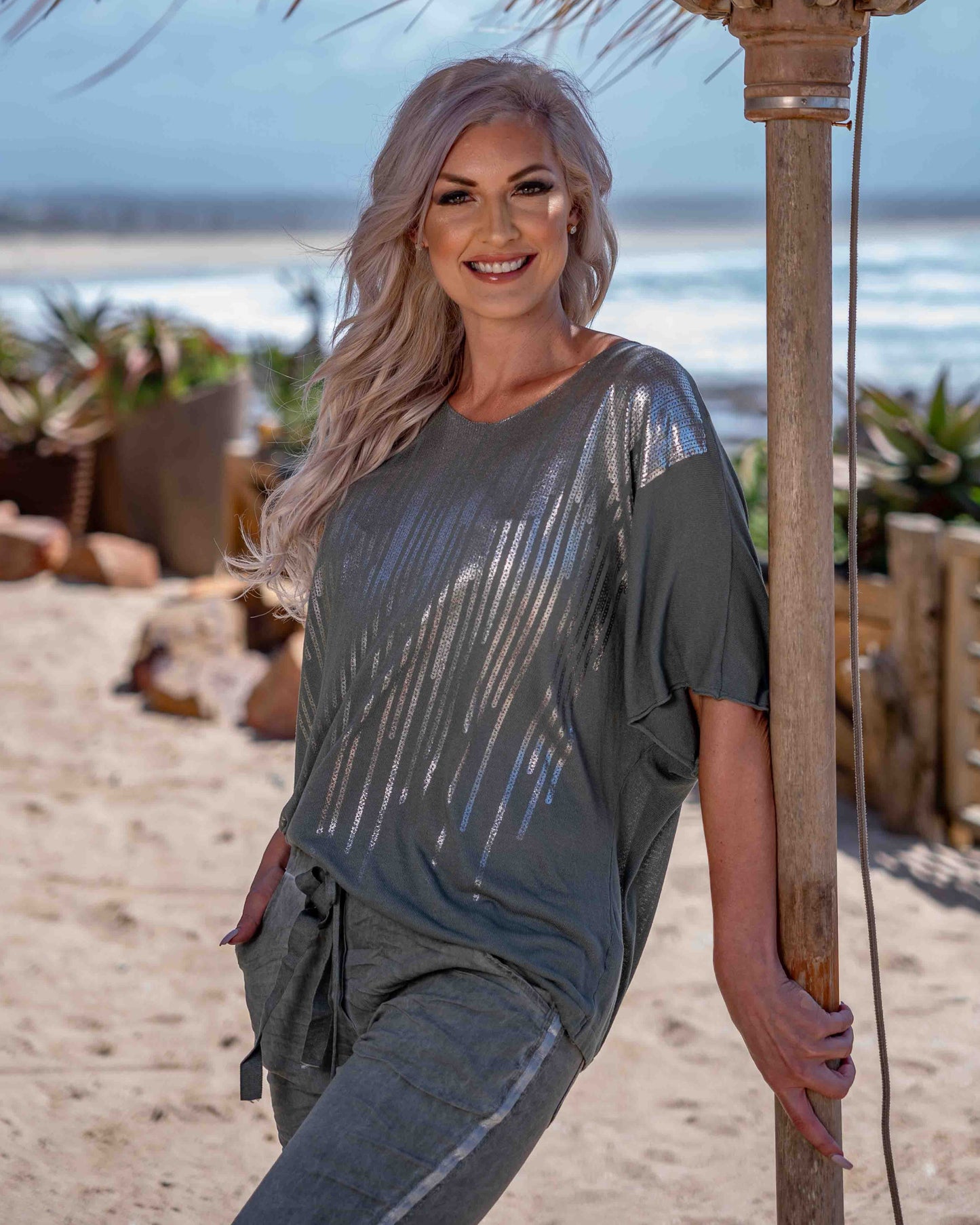 Starlight Foil Top | Olive