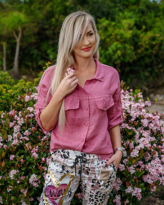 Starlight Linen Shirt | Rose Bouquet