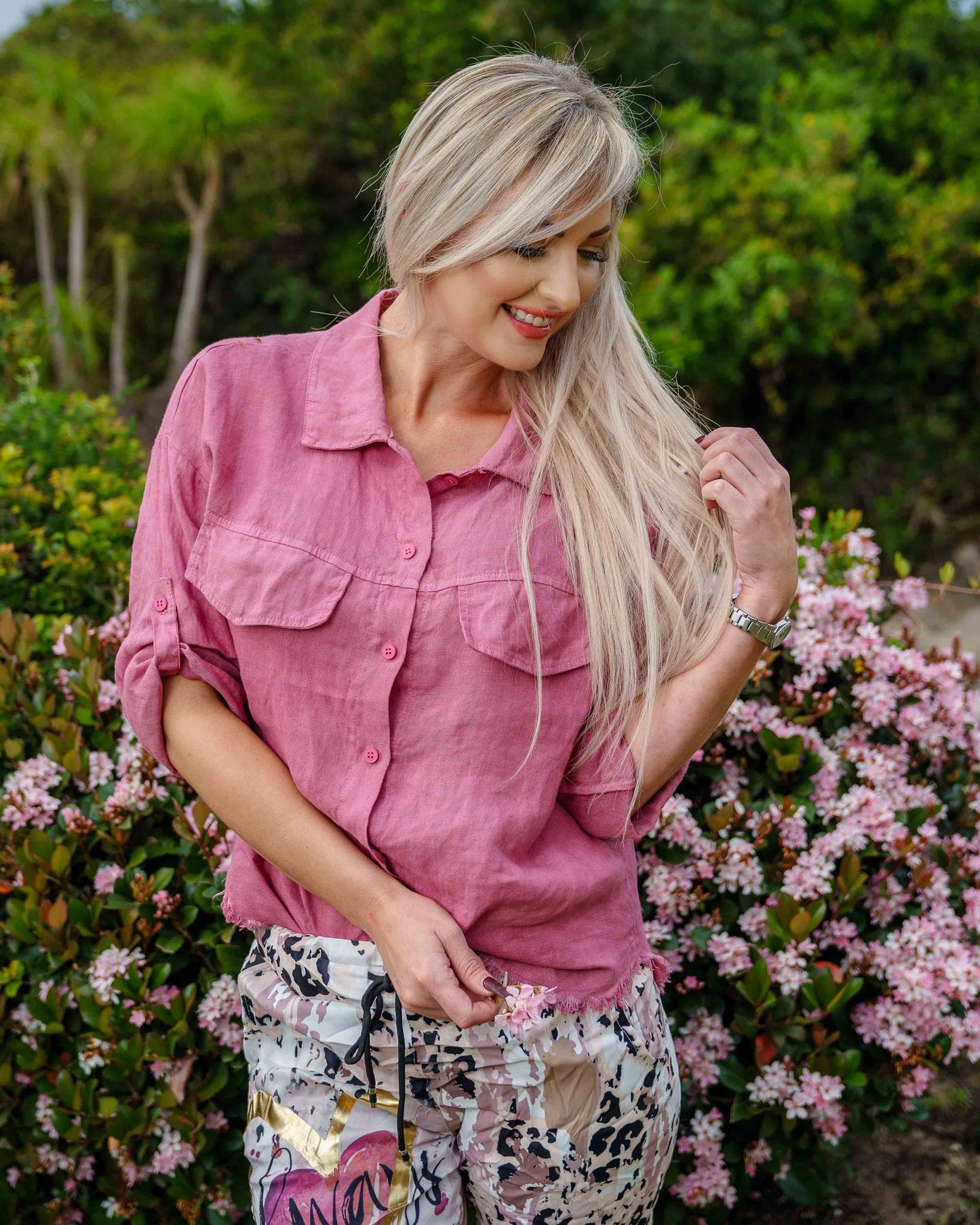 Starlight Linen Shirt | Rose Bouquet