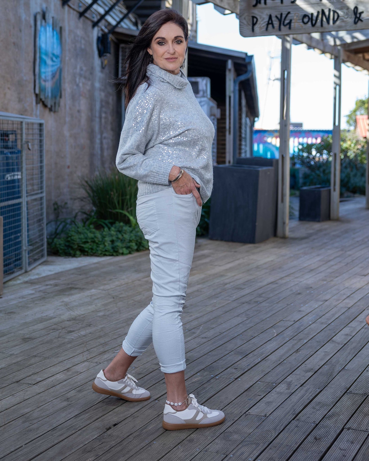 Stitch & Shimmer Knit | Grey