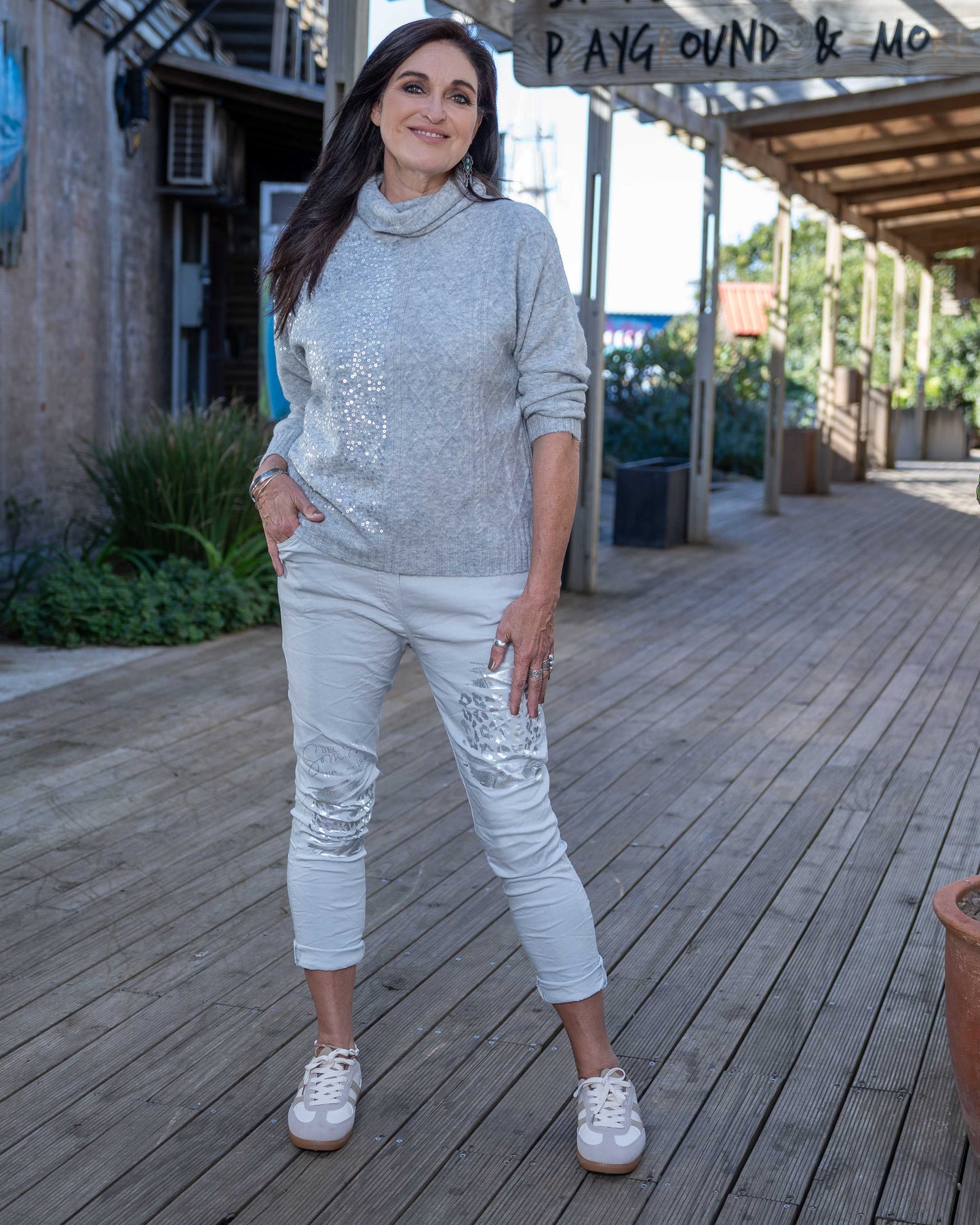 Stitch & Shimmer Knit | Grey