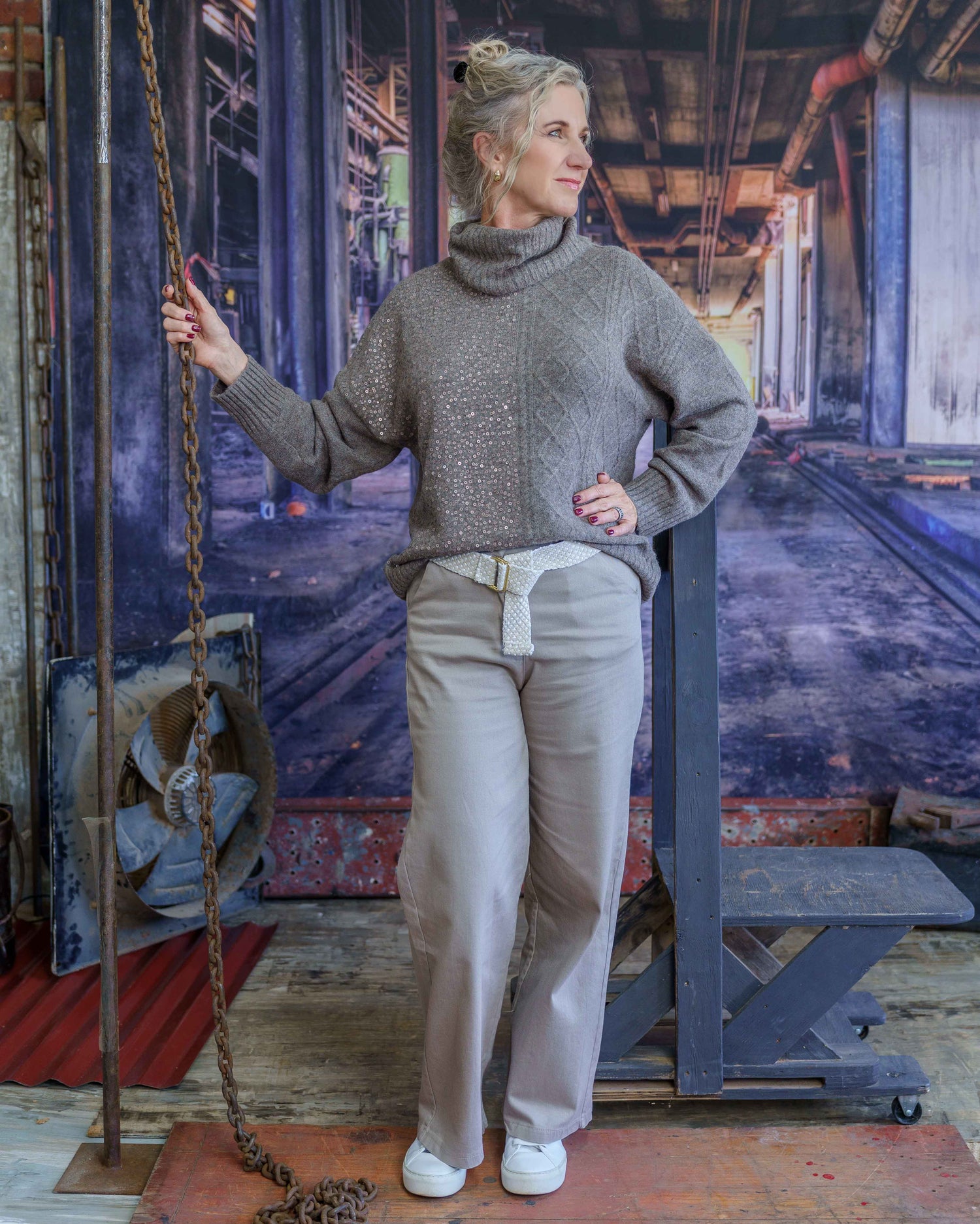 Stitch & Shimmer Knit | Taupe