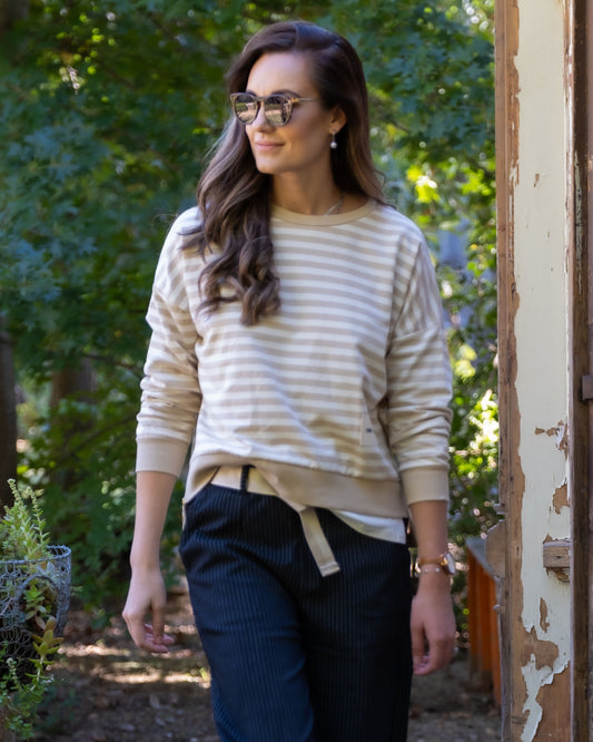 Stripe Zip-Up Top | Toffee