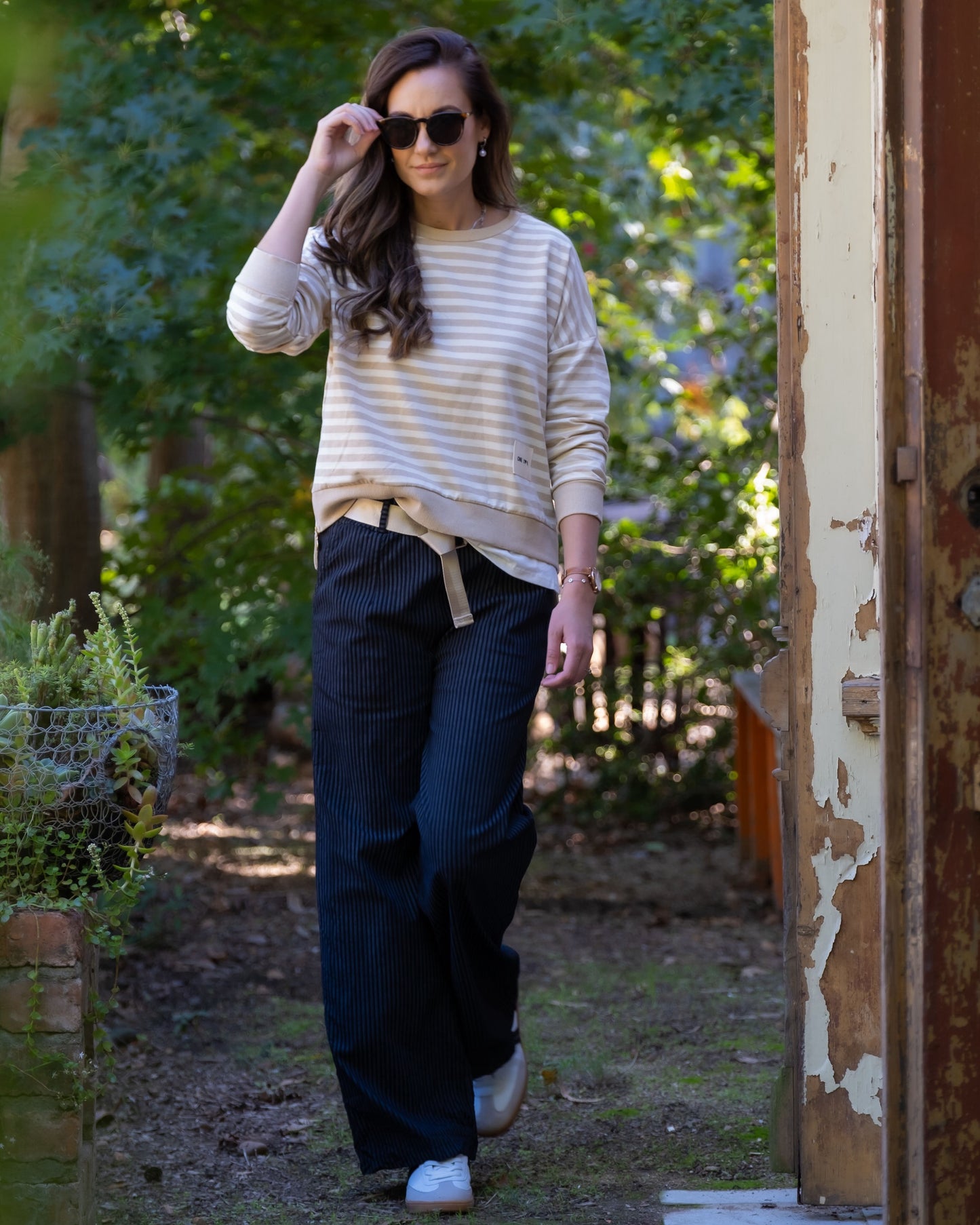 Stripe Zip-Up Top | Toffee