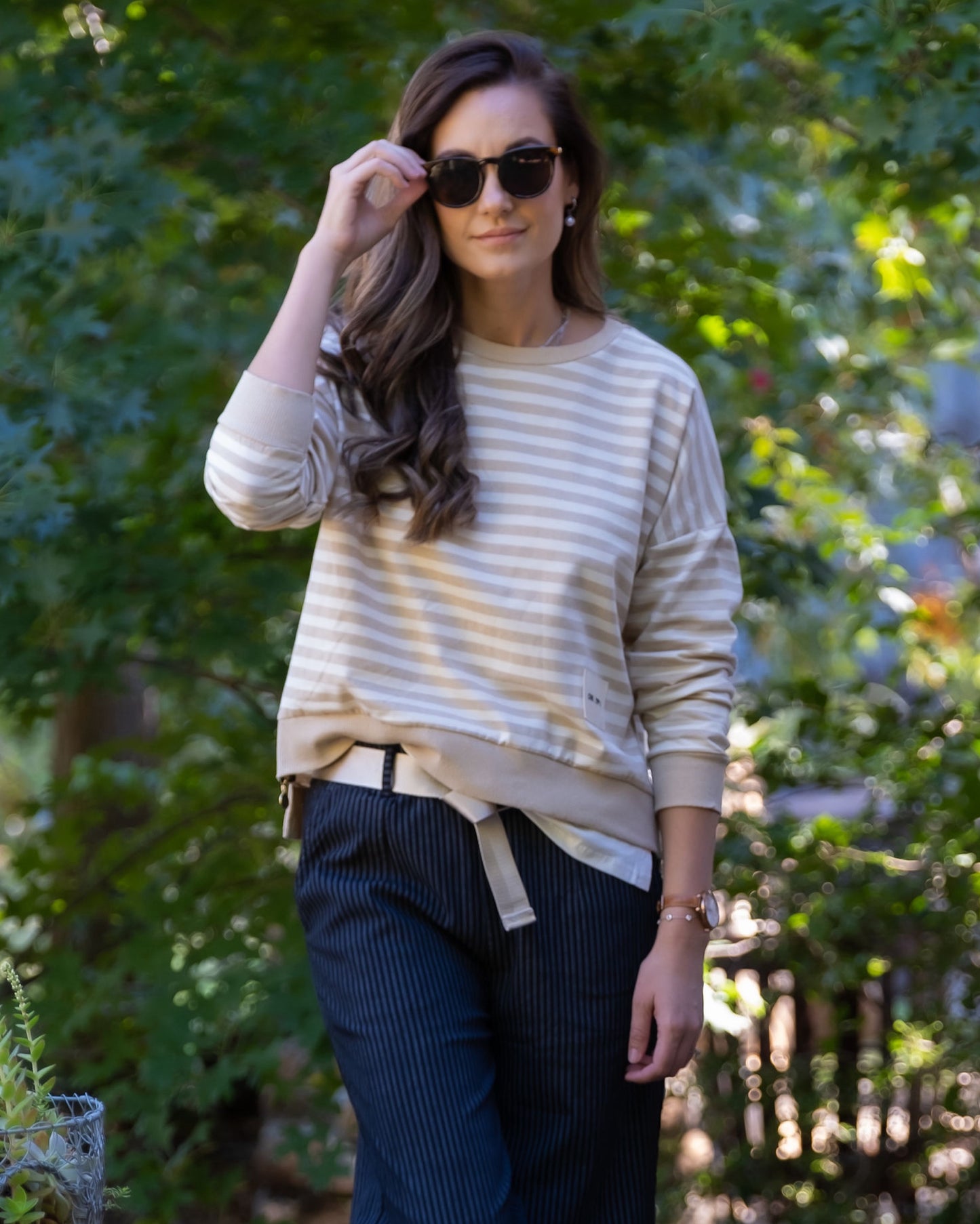 Stripe Zip-Up Top | Toffee