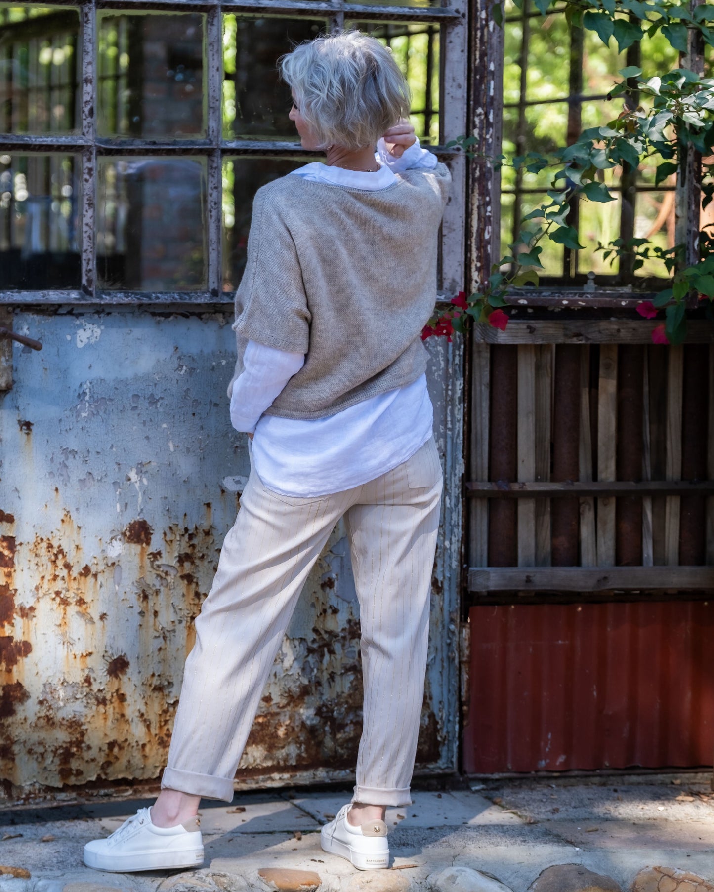 Stripe & Stride Belted Pants | Beige
