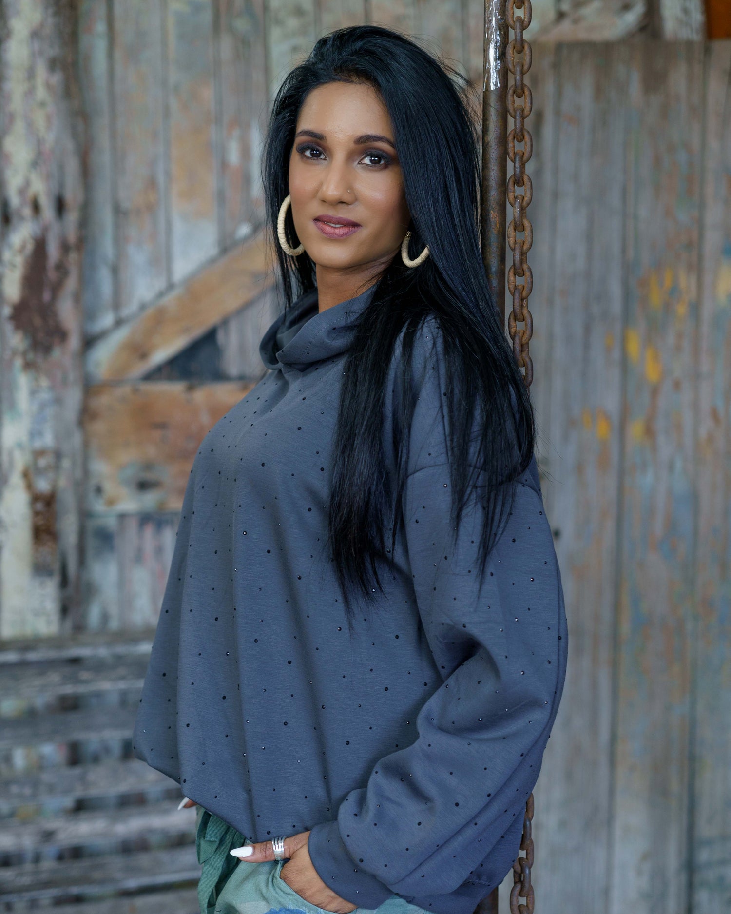 Stud & Steady Hoodie | Charcoal
