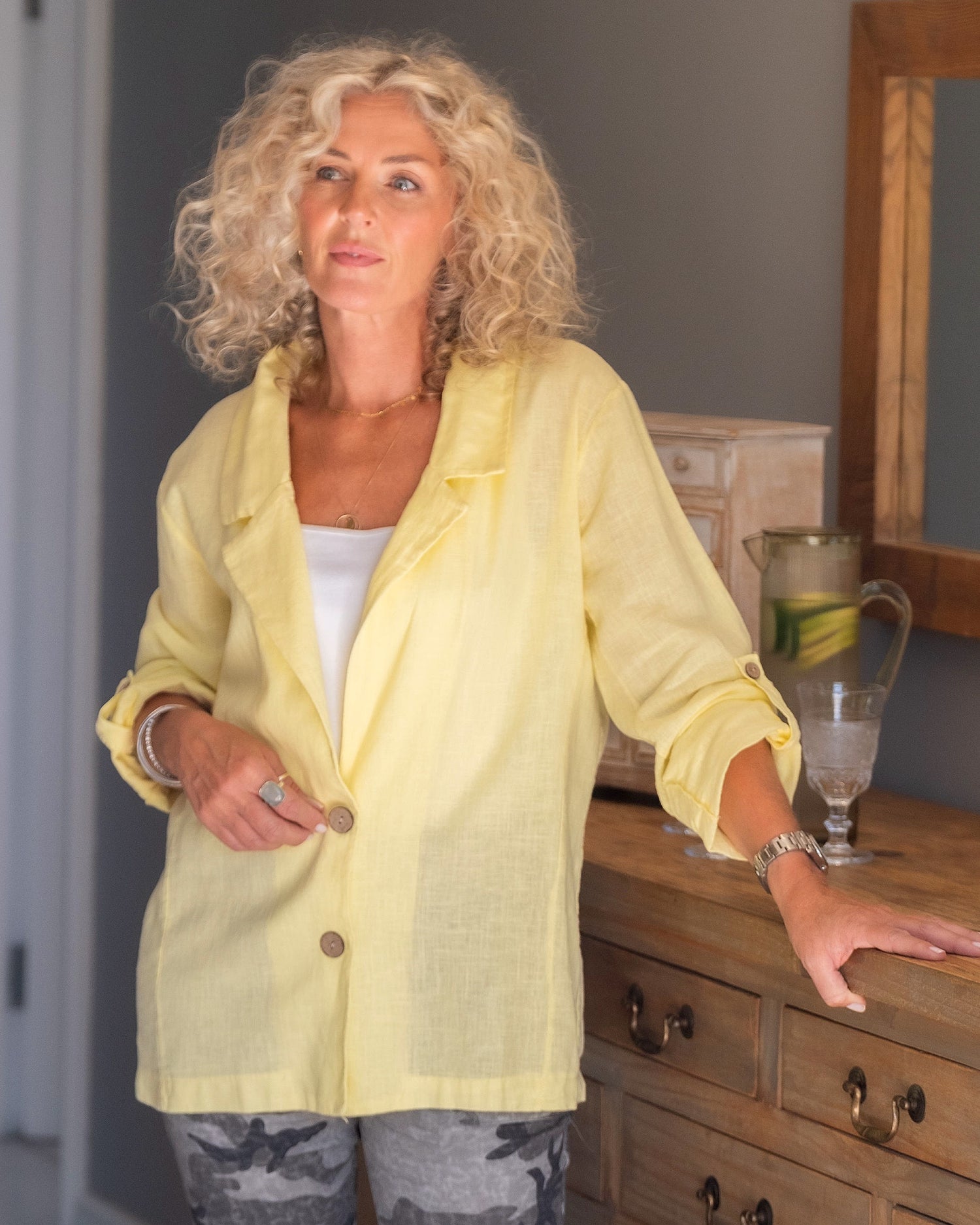 Sunburst Linen Blazer | Sorbet Yellow