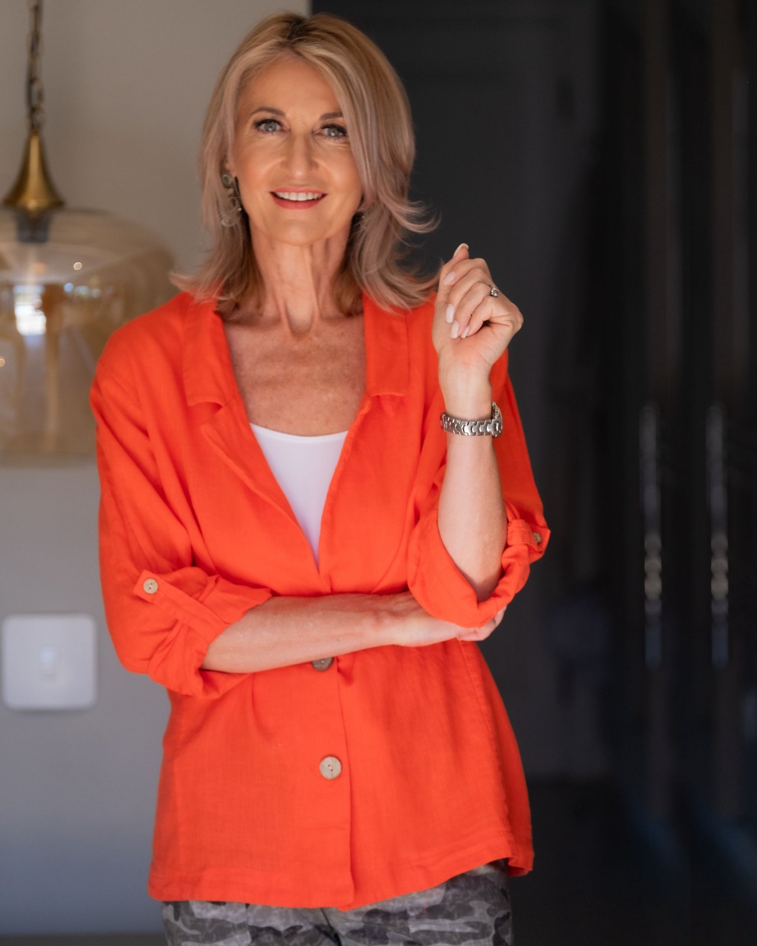 Sunburst Linen Blazer | Watermelon