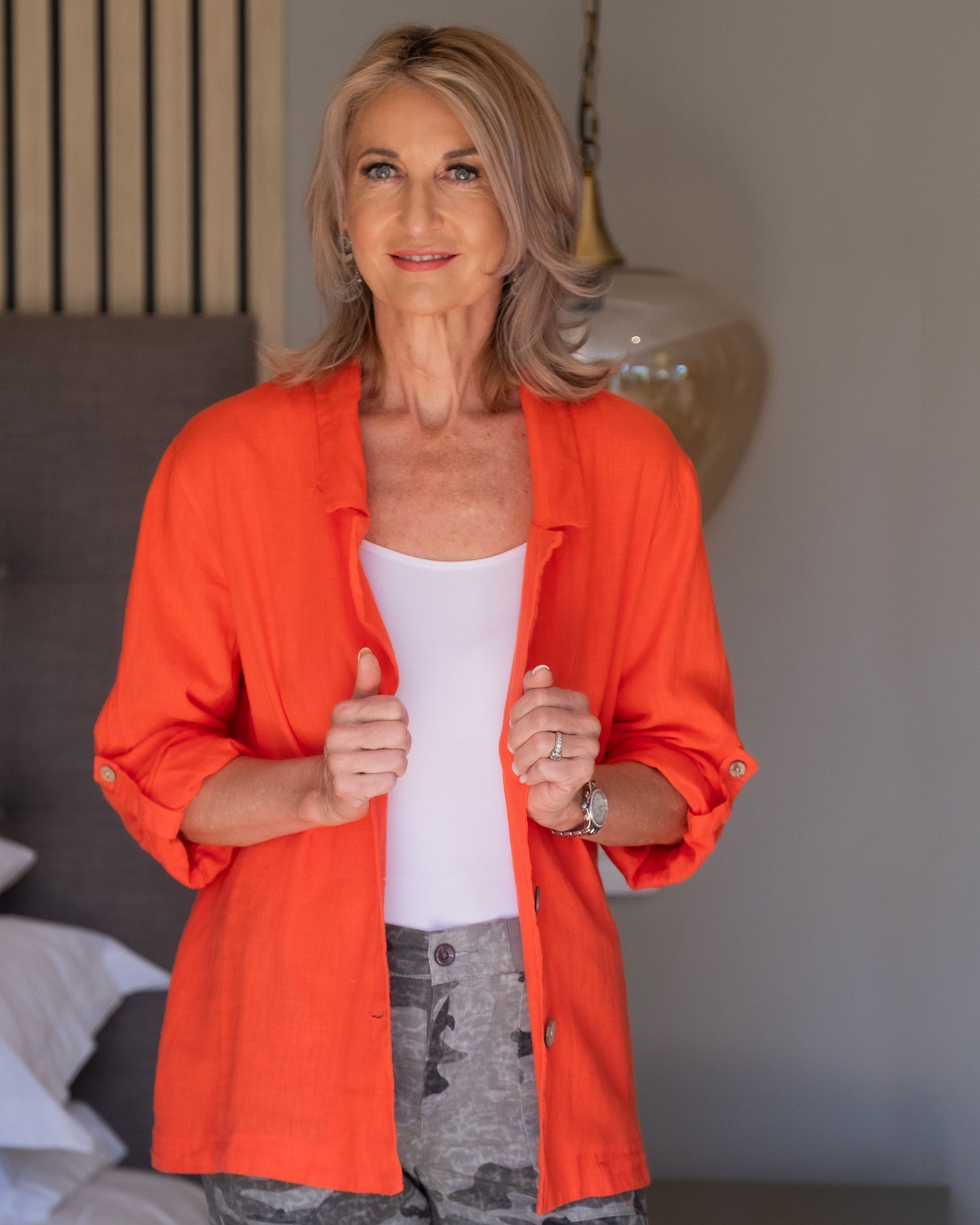 Sunburst Linen Blazer | Watermelon