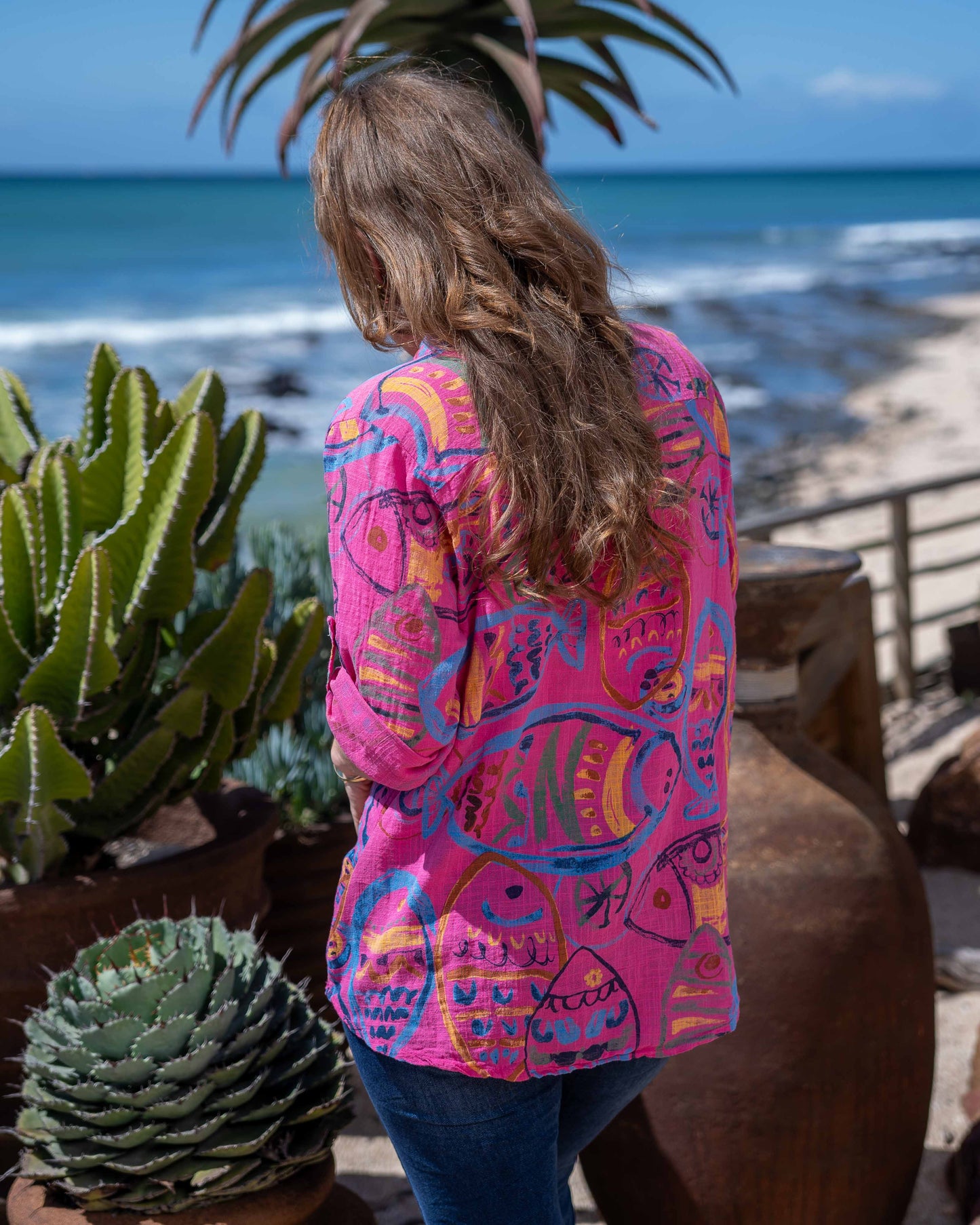Tropical Twist Shirt | Fuchsia