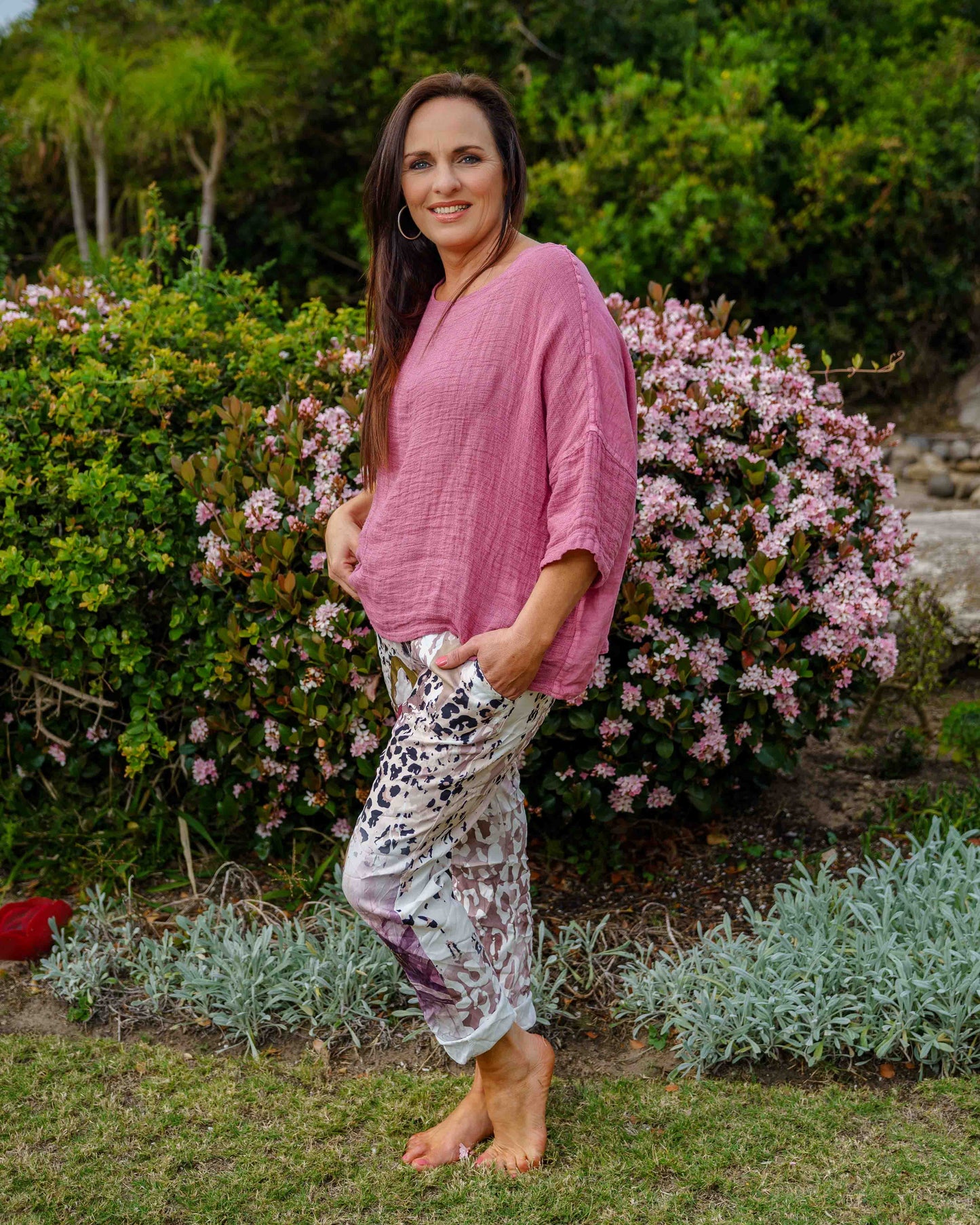 Whisper Weave Linen Top | Rose Bouquet