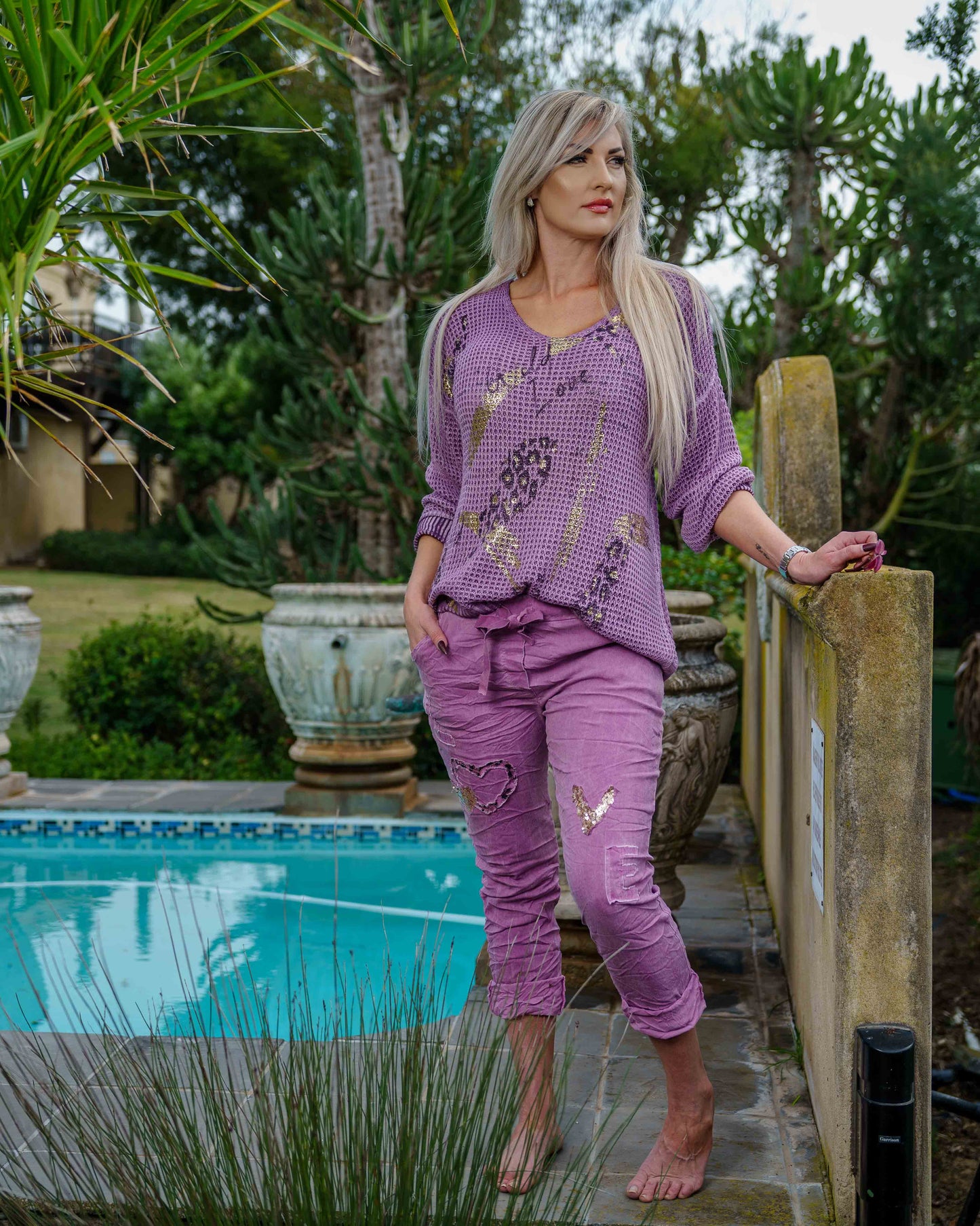 Heartbeat Drawstring Pants | Dusty Lavender
