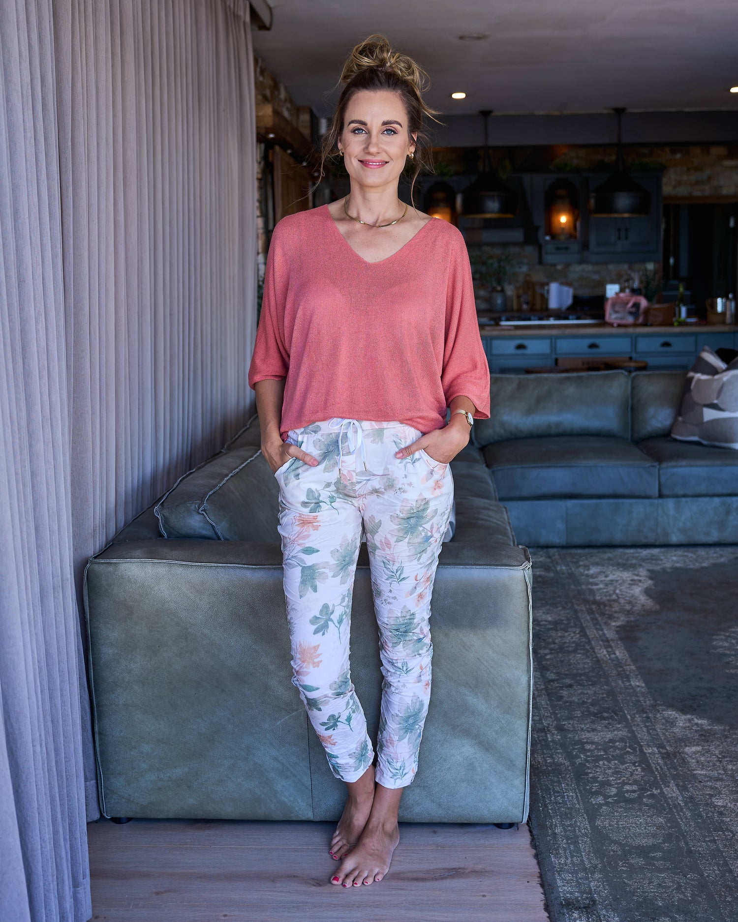 Floral Ease Drawstring Pants | Antique