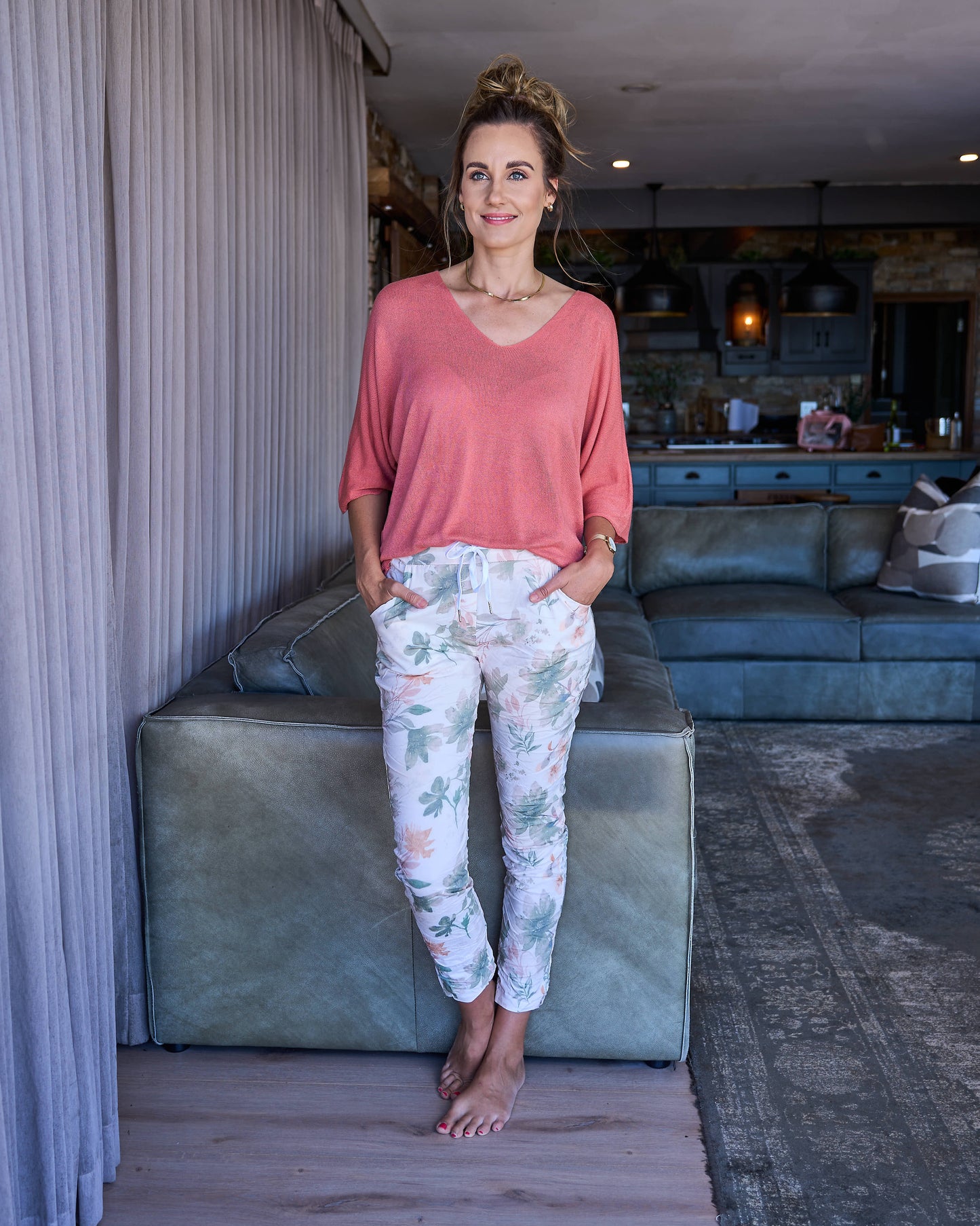 Floral Ease Drawstring Pants | Antique