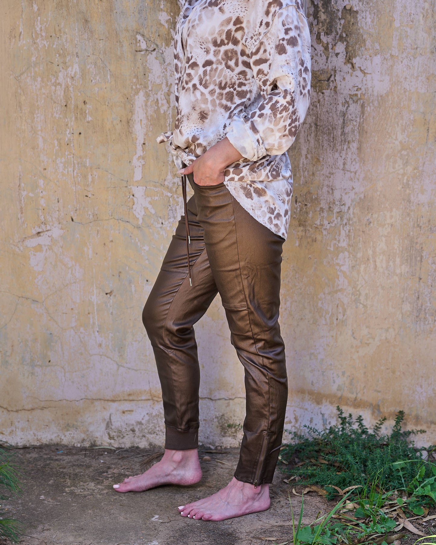 Bon Bon Pleather Jogger | Chocolate