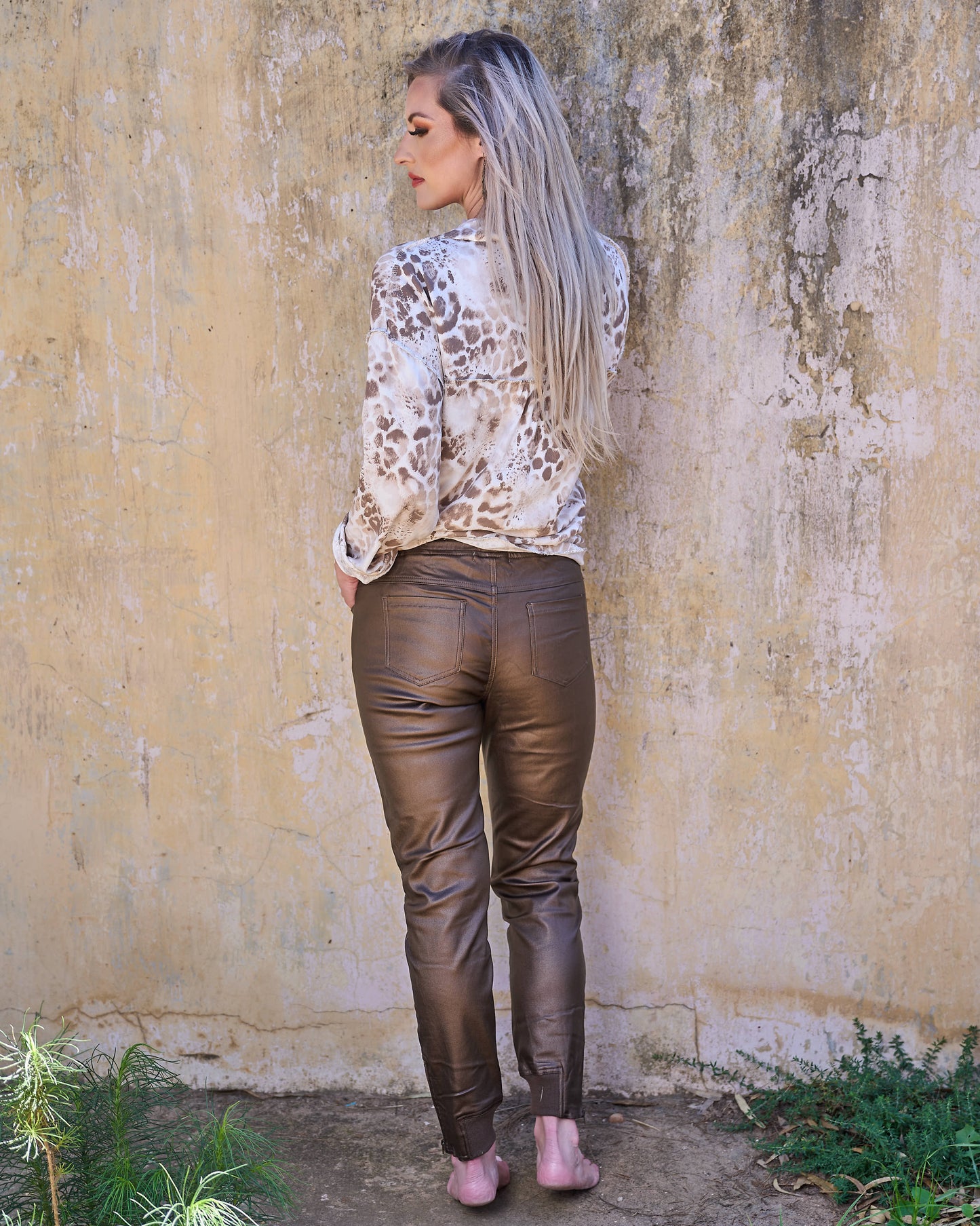 Bon Bon Pleather Jogger | Chocolate