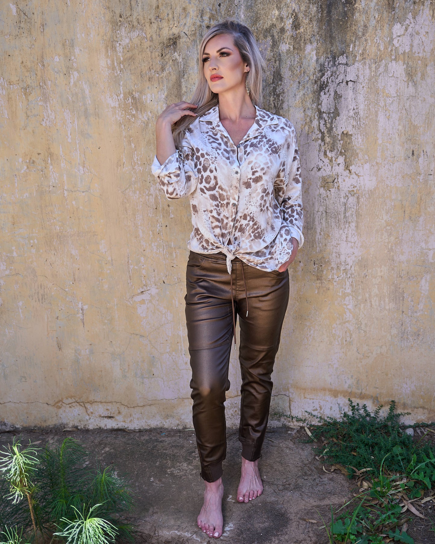 Bon Bon Pleather Jogger | Chocolate