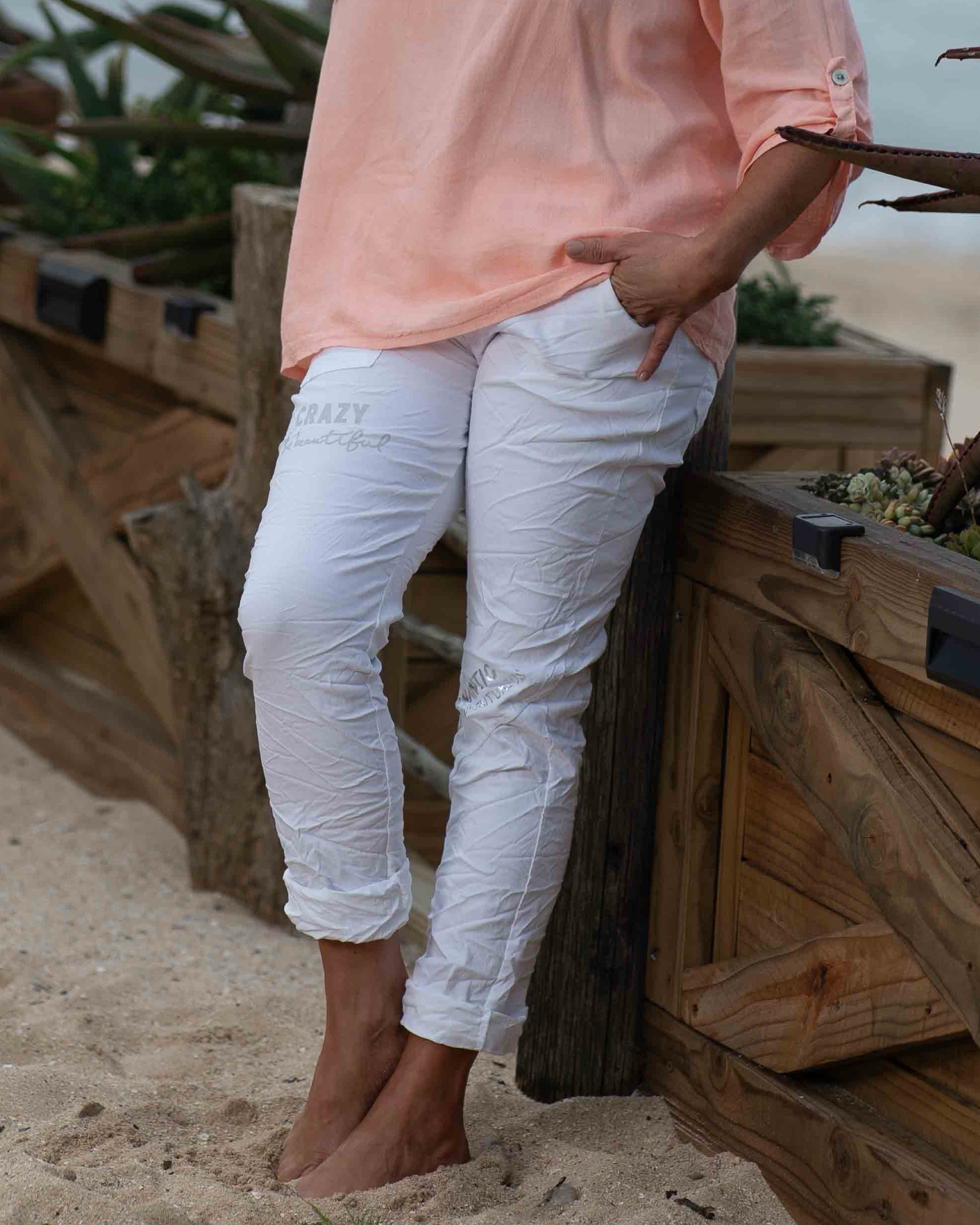 Kenzie White Drawstring Pants