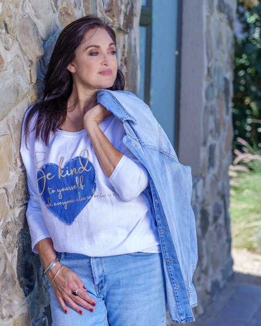 Be Kind Heart Top | White