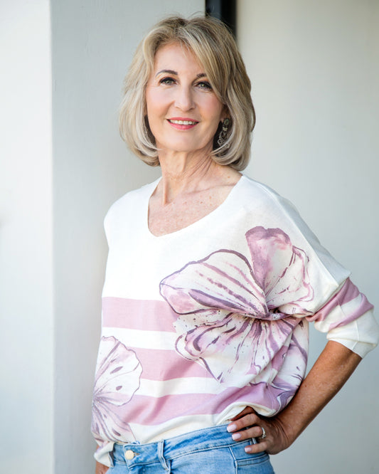 Bloom Stripe Knit | Pink