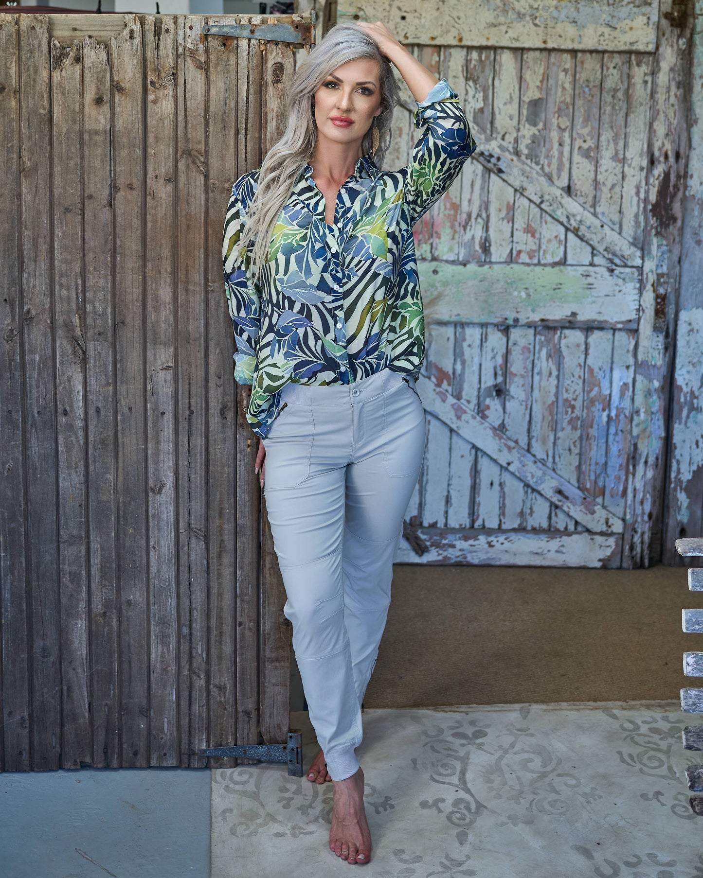 Botanical Safari Shirt | Teal