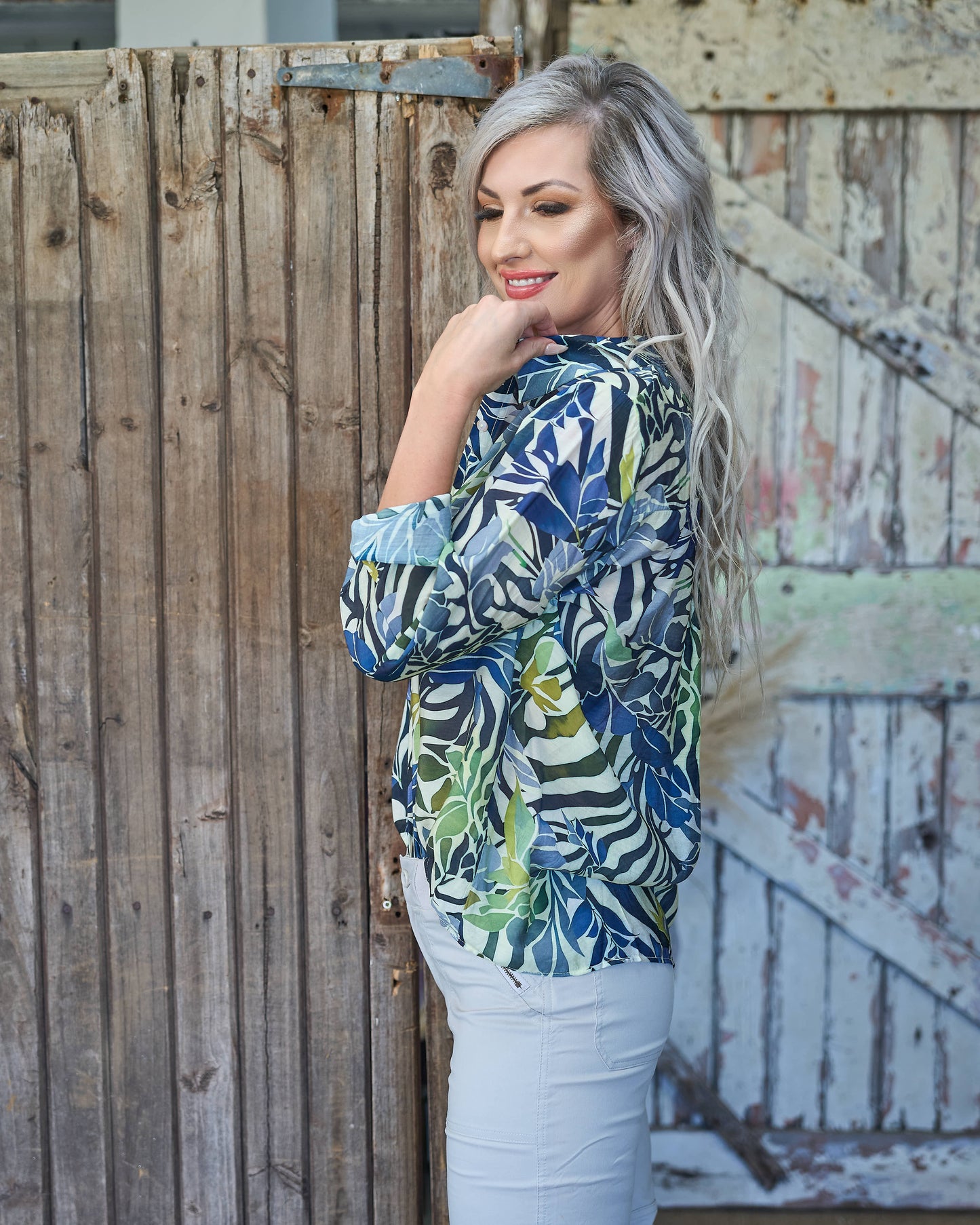 Botanical Safari Shirt | Teal