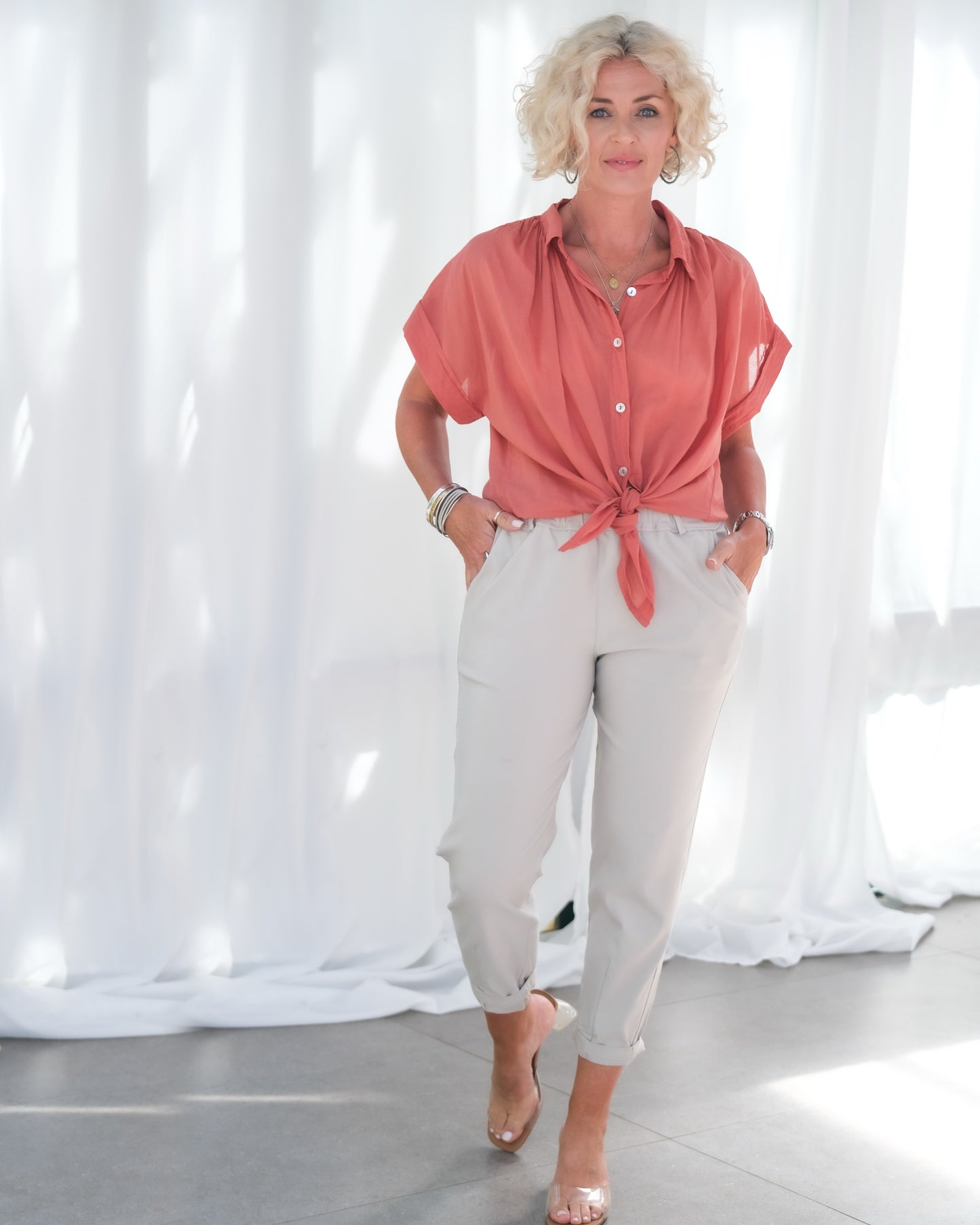 Simply Styled Elasticated Pants | Beige
