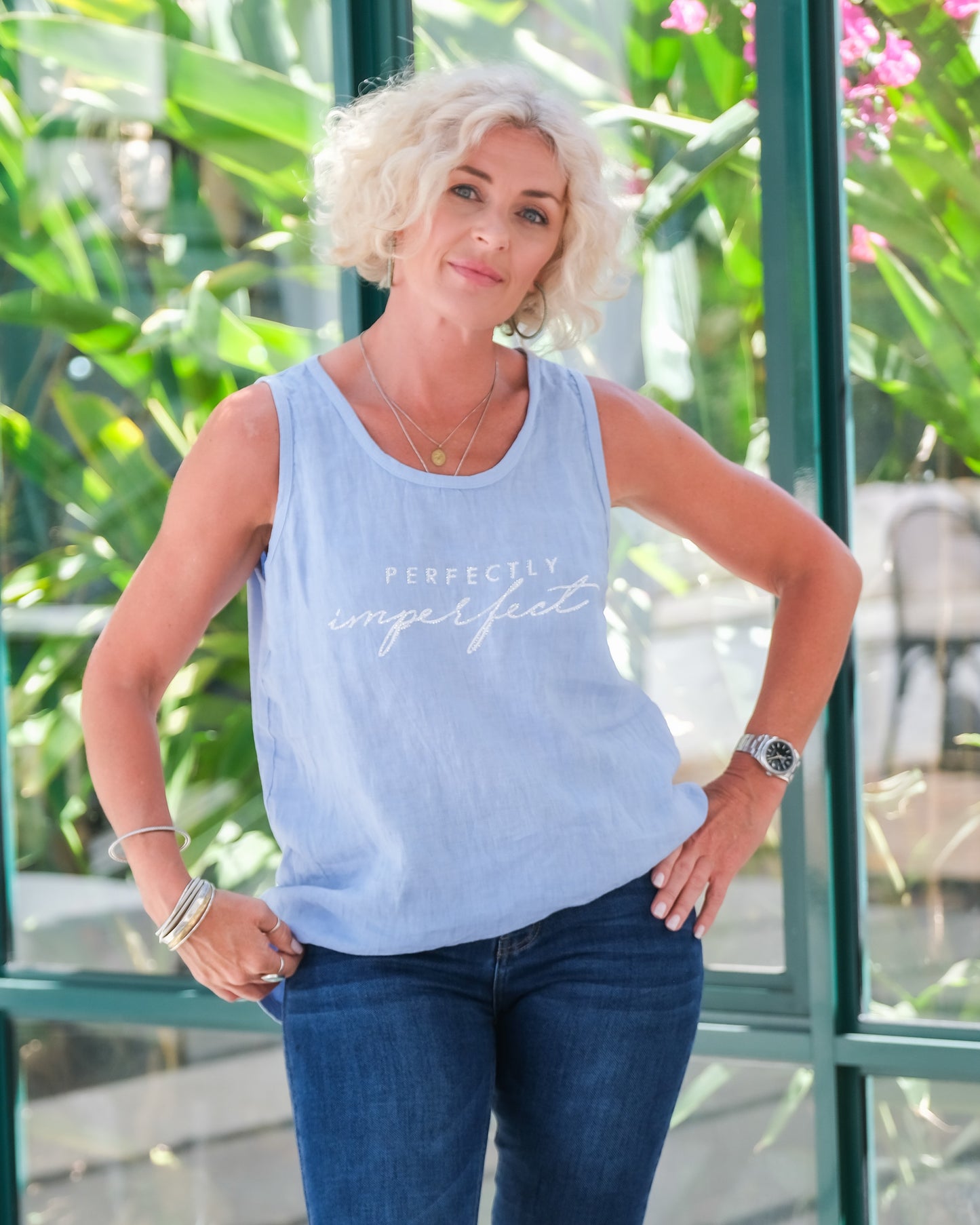 Breezy Linen Vest | Blue