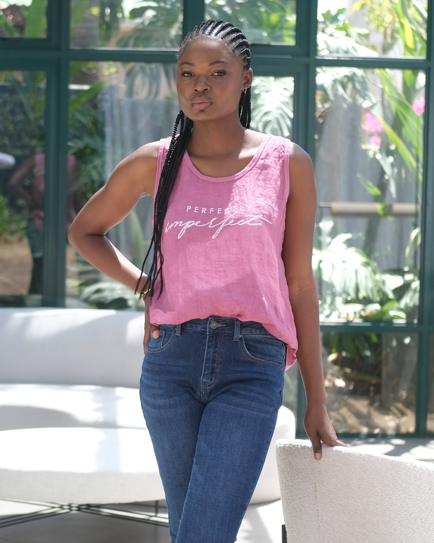 Breezy Linen Vest | Rose