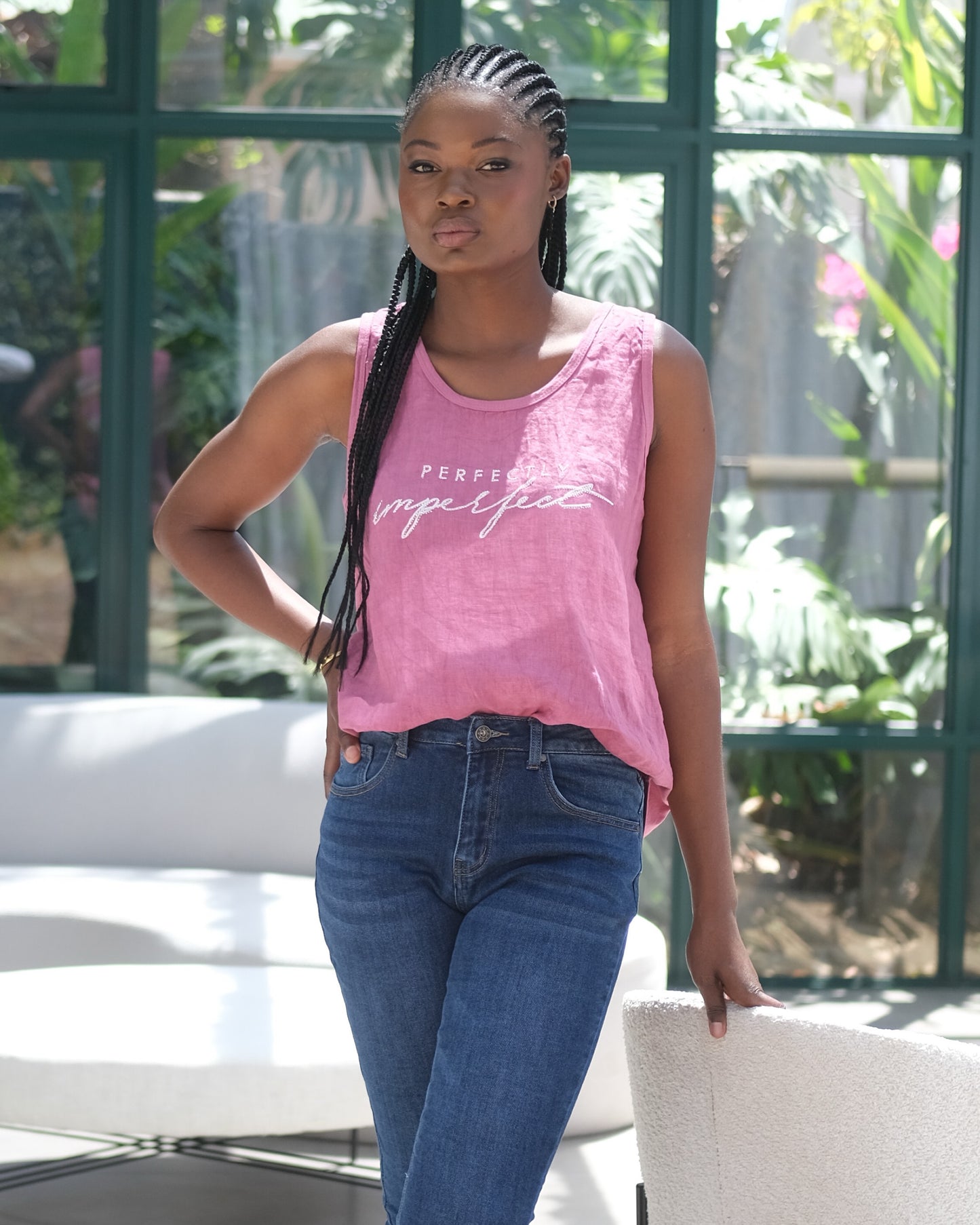 Breezy Linen Vest | Rose