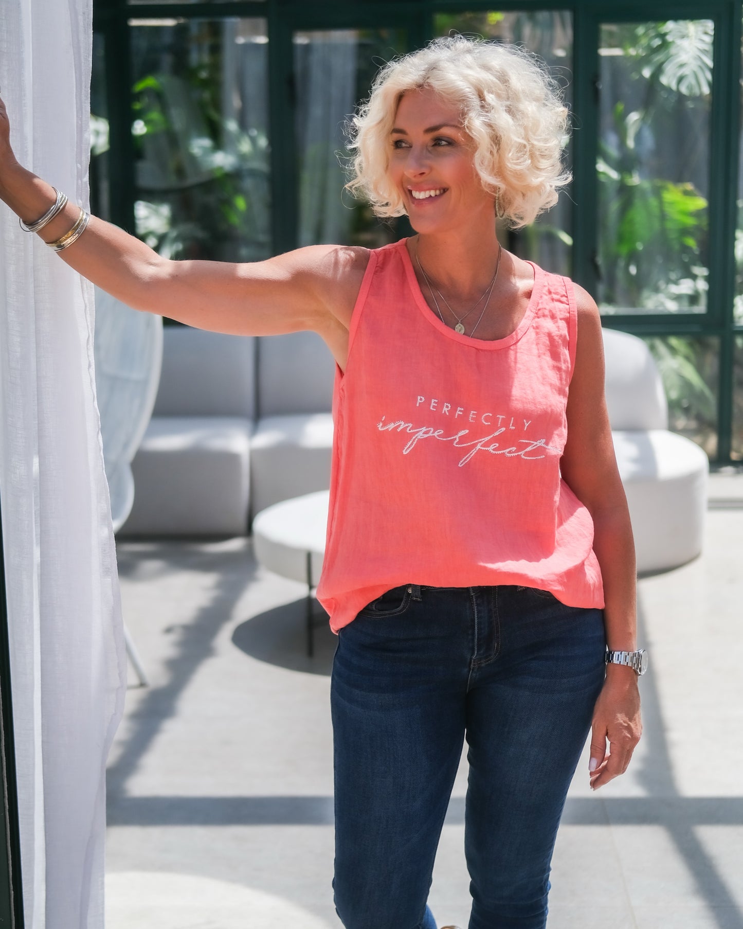 Breezy Linen Vest | Watermelon