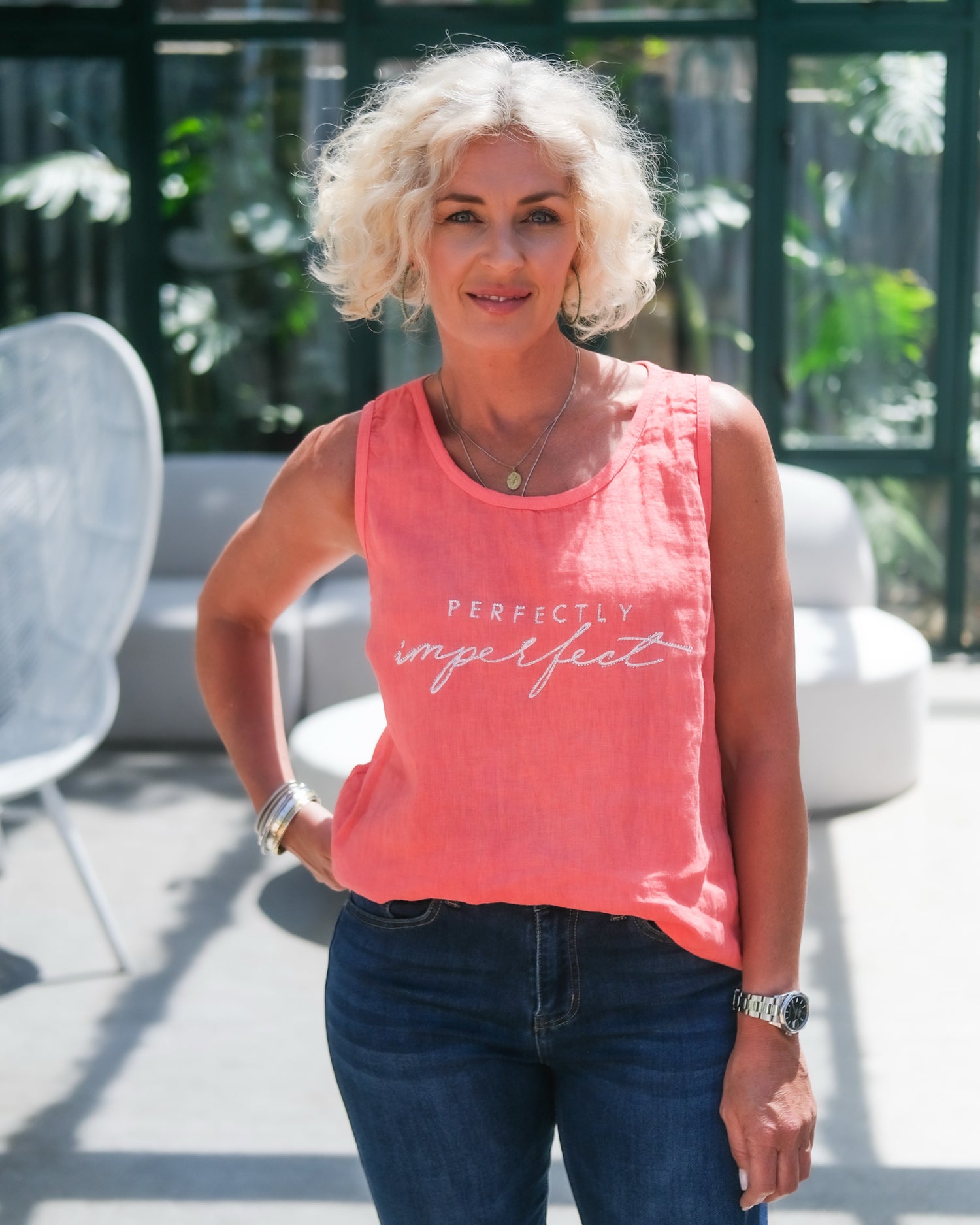 Breezy Linen Vest | Watermelon