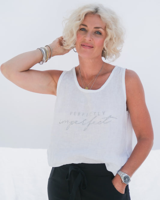 Breezy Linen Vest | White