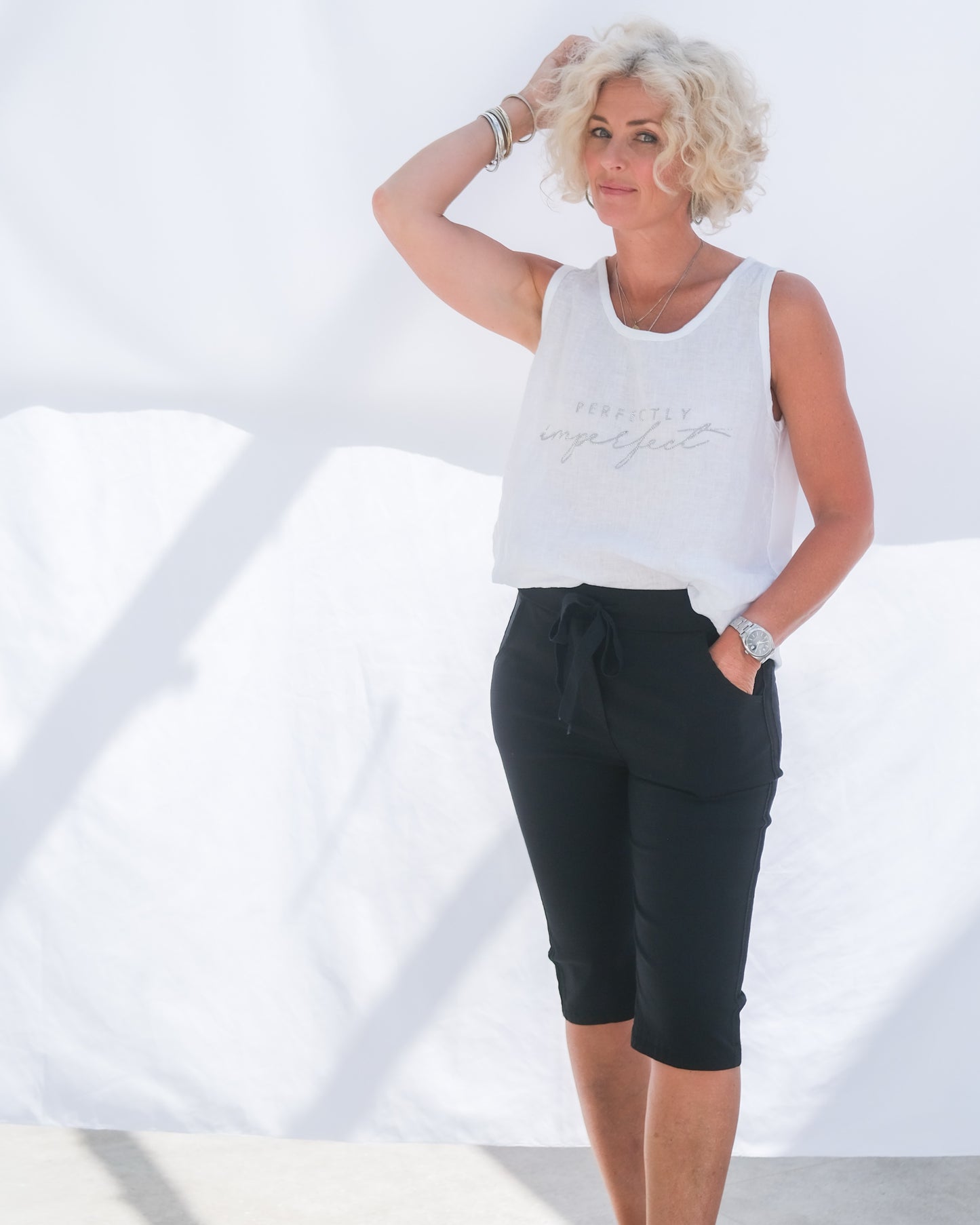 Breezy Linen Vest | White