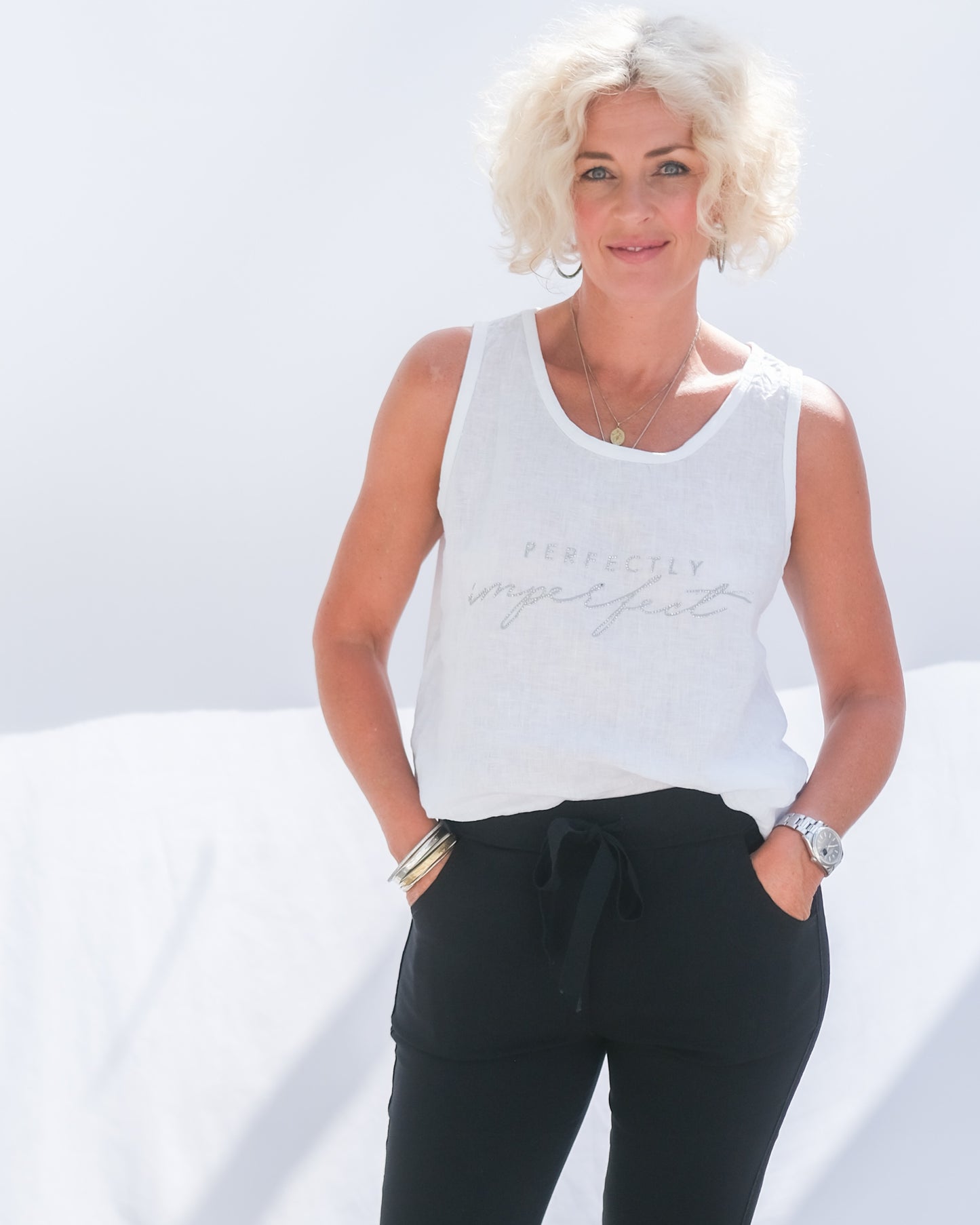 Breezy Linen Vest | White