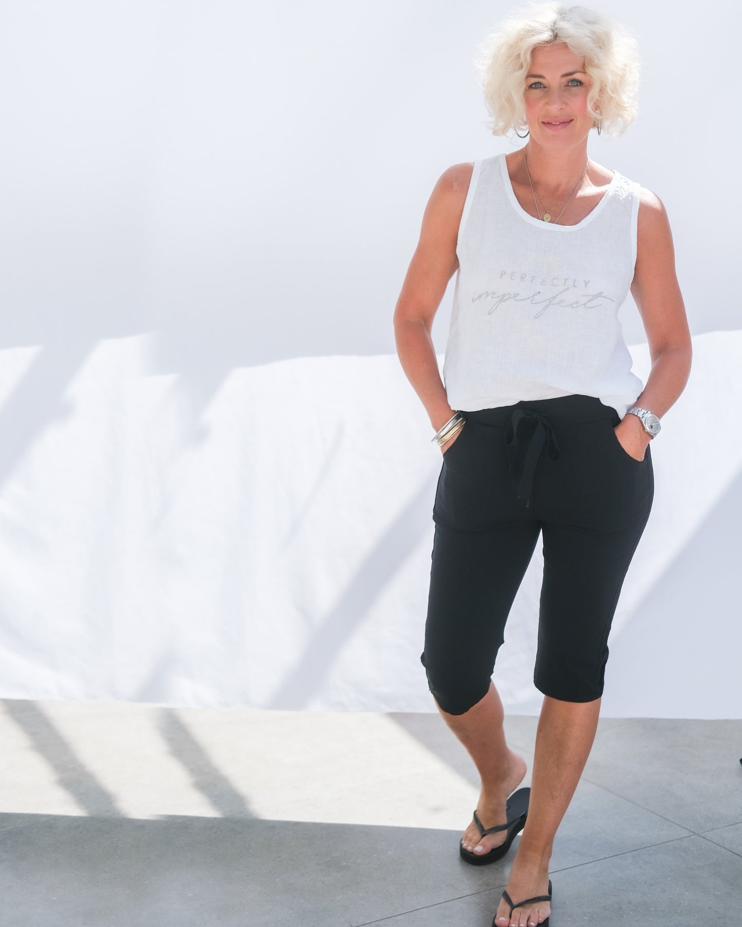 Breezy Linen Vest | White