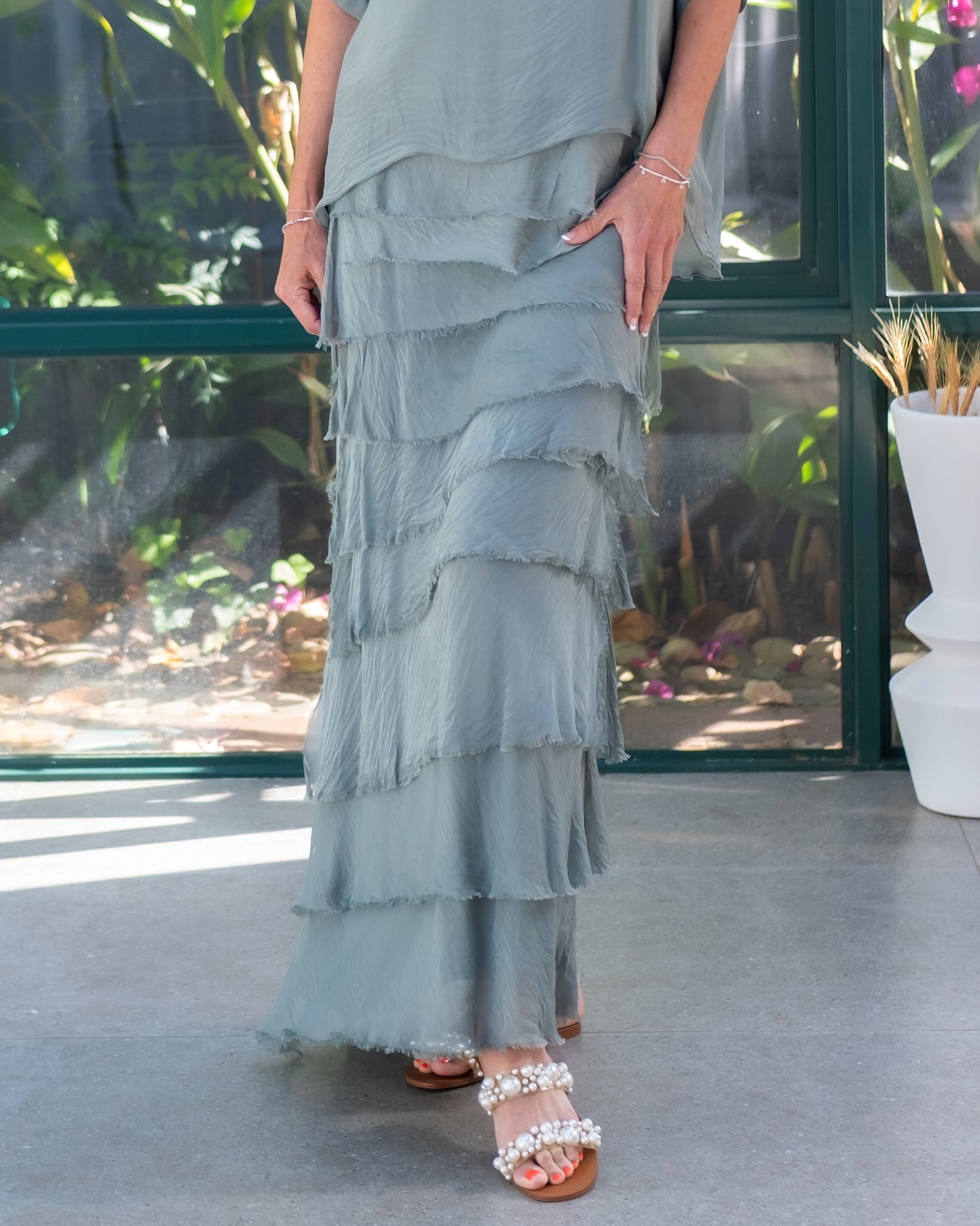 Buttercup Silk Skirt | Sage