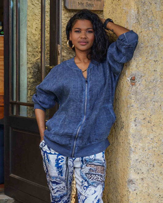 Vintage Vogue Linen Jacket | Dark Navy