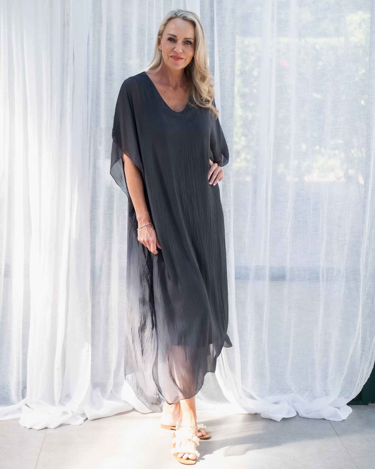 Charming Creations Silk Dress | Charcoal