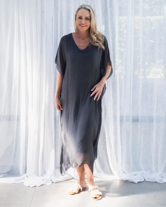 Charming Creations Silk Dress | Charcoal